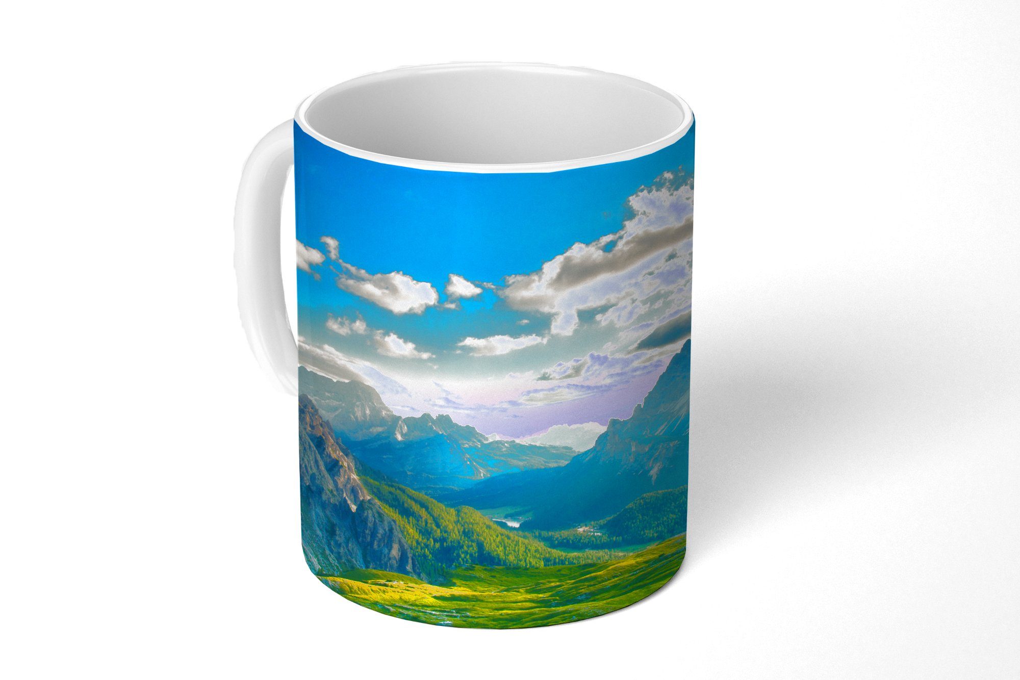 MuchoWow Tasse Alpen - Sonne - Natur, Keramik, Kaffeetassen, Teetasse, Becher, Teetasse, Geschenk