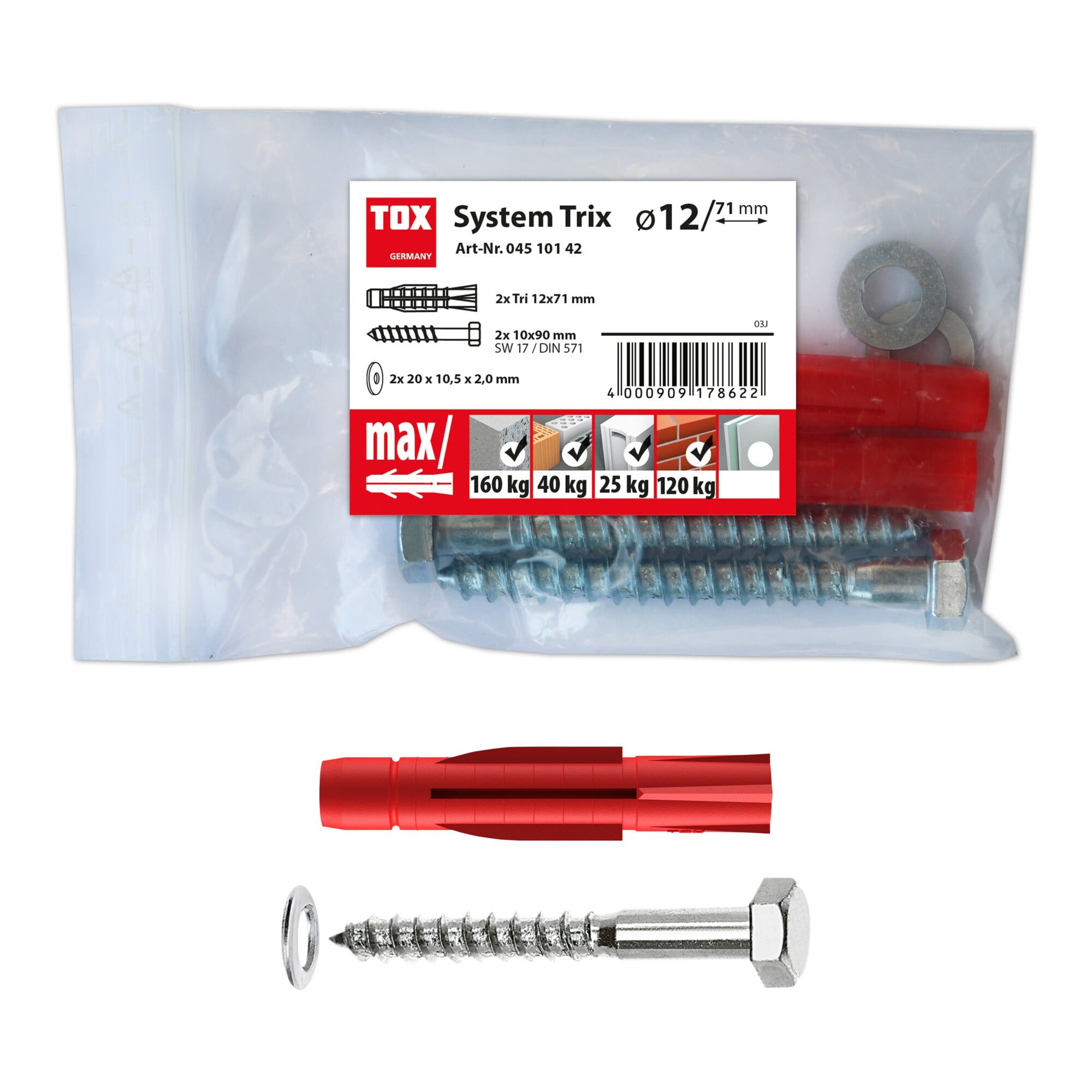 Tox Universaldübel TOX Montagesatz System Trix 12x71 mm 10 Stk