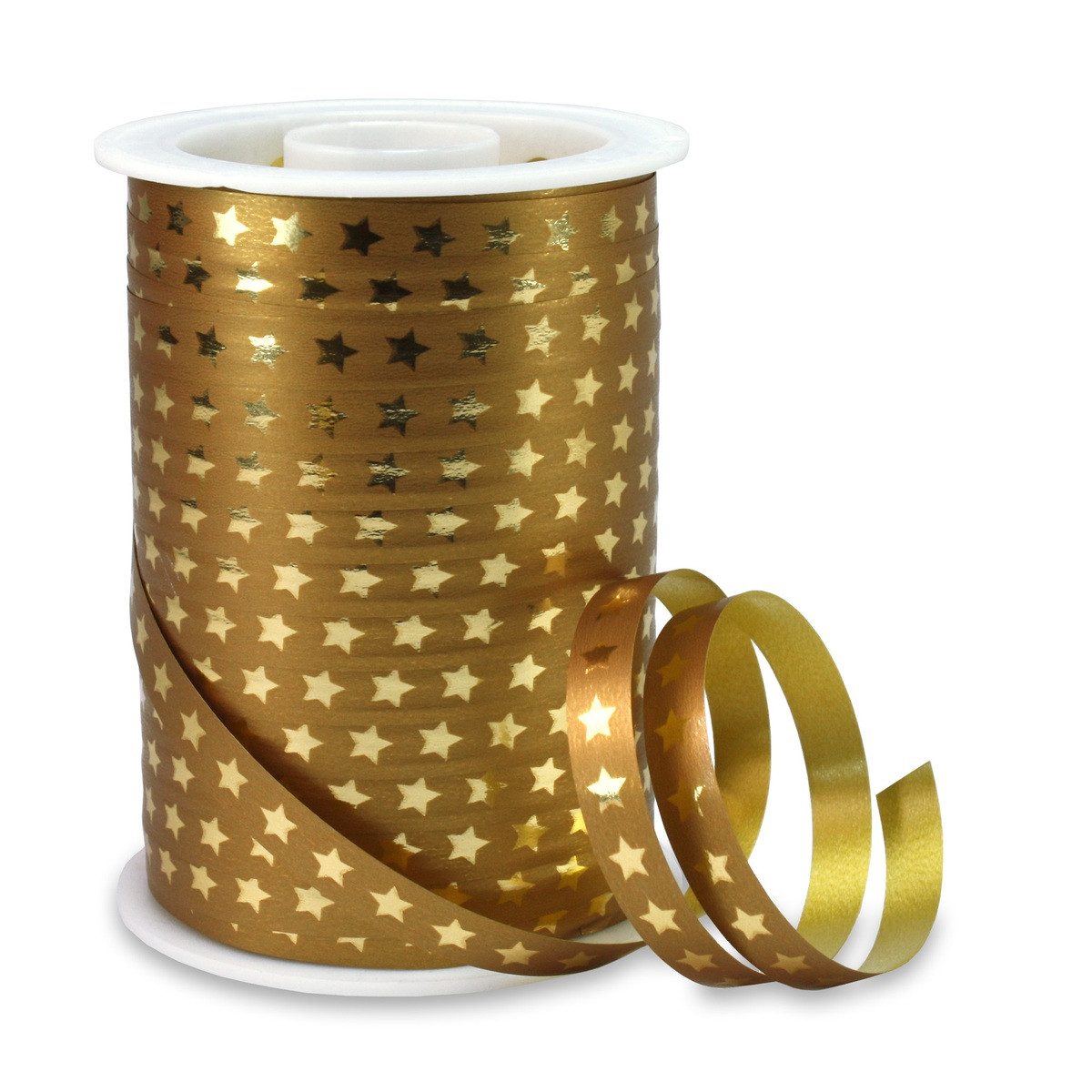 PRÄSENT Geschenkband PRÄSENT Ringelband Christmas Star gold 10mmx100m