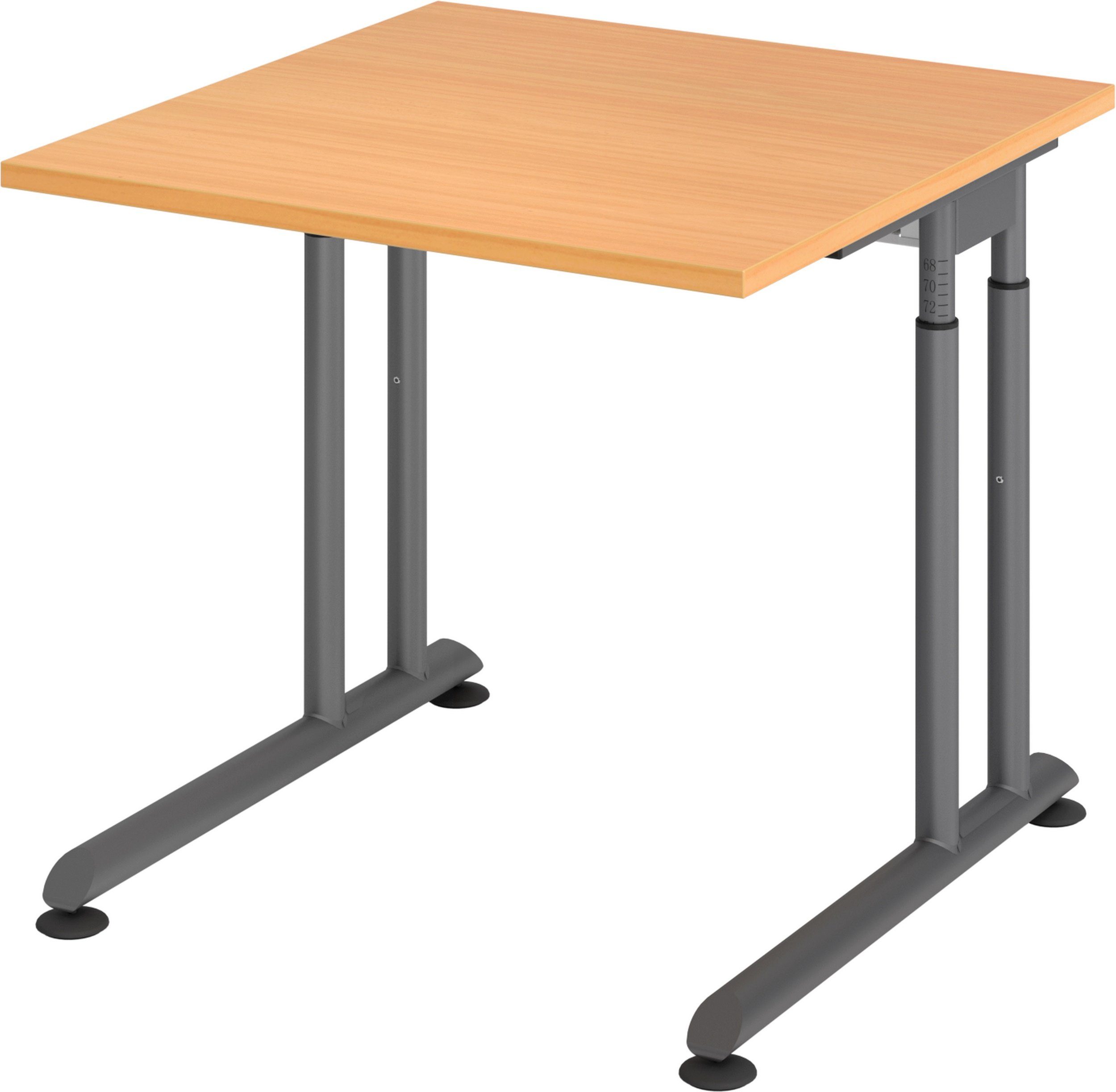 bümö 80 x cm Schreibtisch Serie-Z, Gestell: - Dekor: Graphit Buche - 80 Schreibtisch Quadrat: