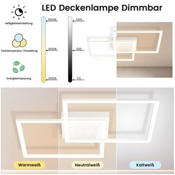 Nettlife LED Deckenleuchte Wohnzimmer Dimmbar mit Fernbedienung Modern 52W Kristall, LED fest integriert, Warmweiß Neutralweiß Kaltweiß, Schlafzimmer Küche Flur Esszimmer