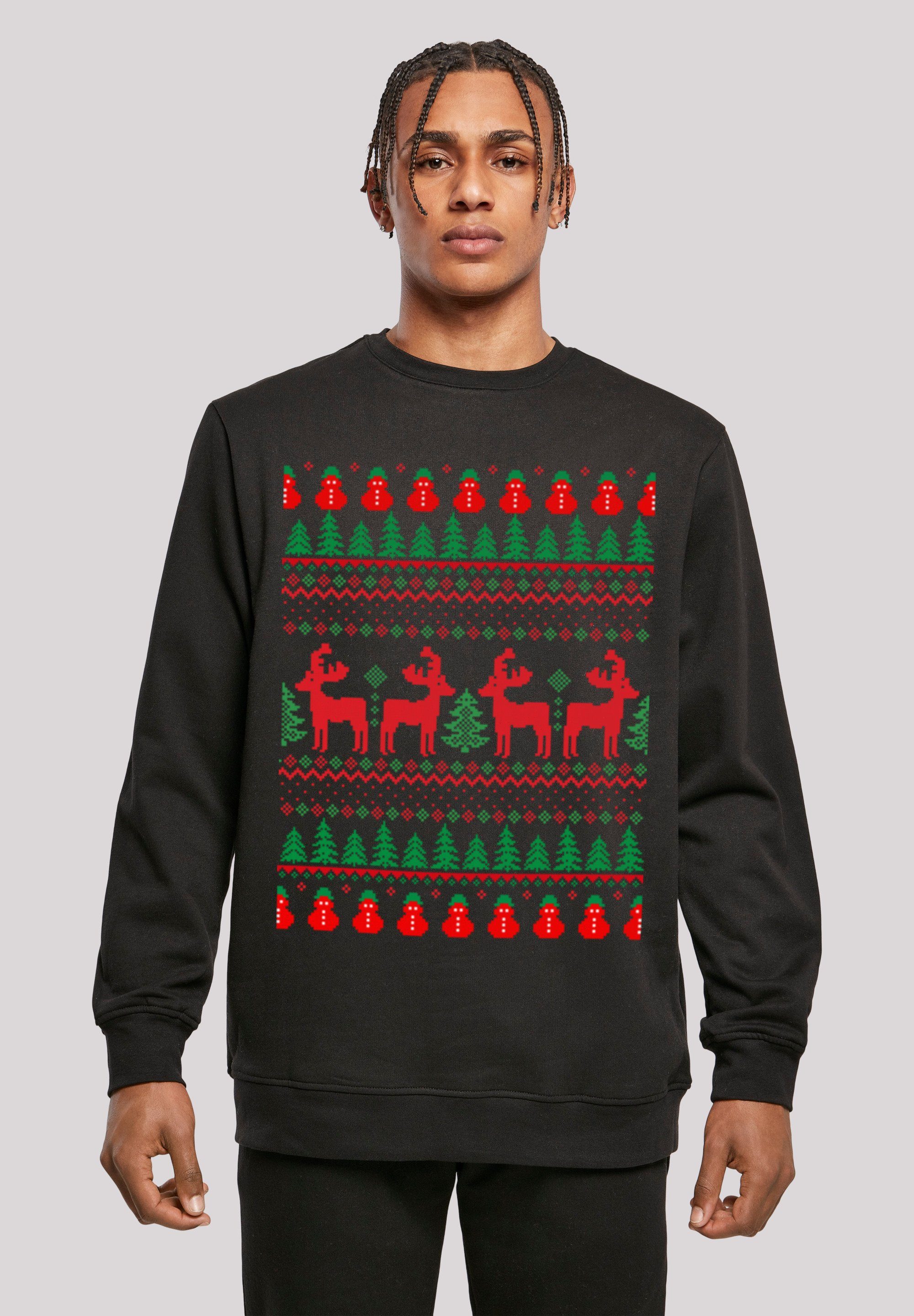 F4NT4STIC Hoodie Christmas Reindeers schwarz Weihnachten Print Muster