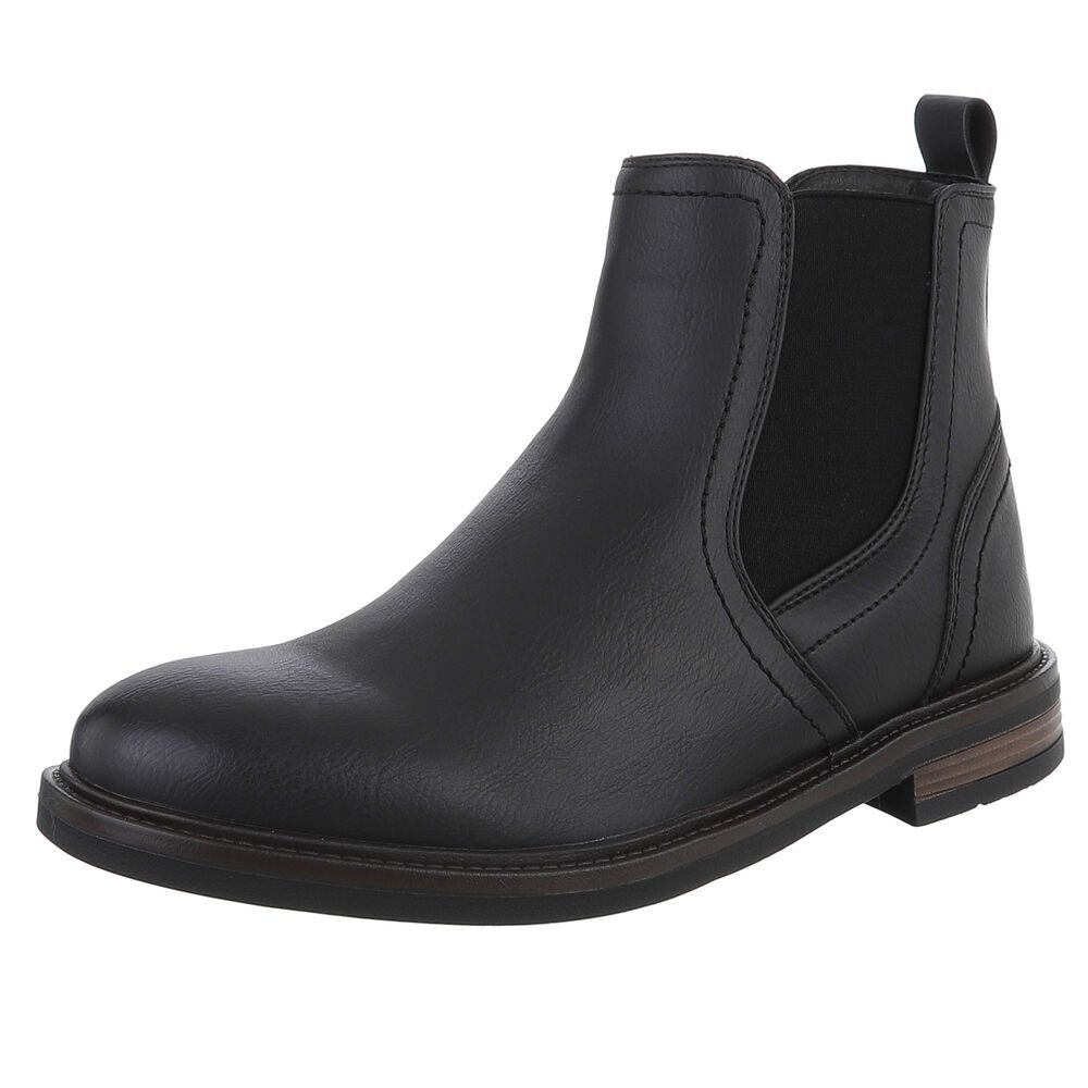 Coolwalk Stilvoller Herrenschuh mit elastischen Einsätzen für Alltag Stiefelette (90503750) Blockabsatz Boots in Schwarz