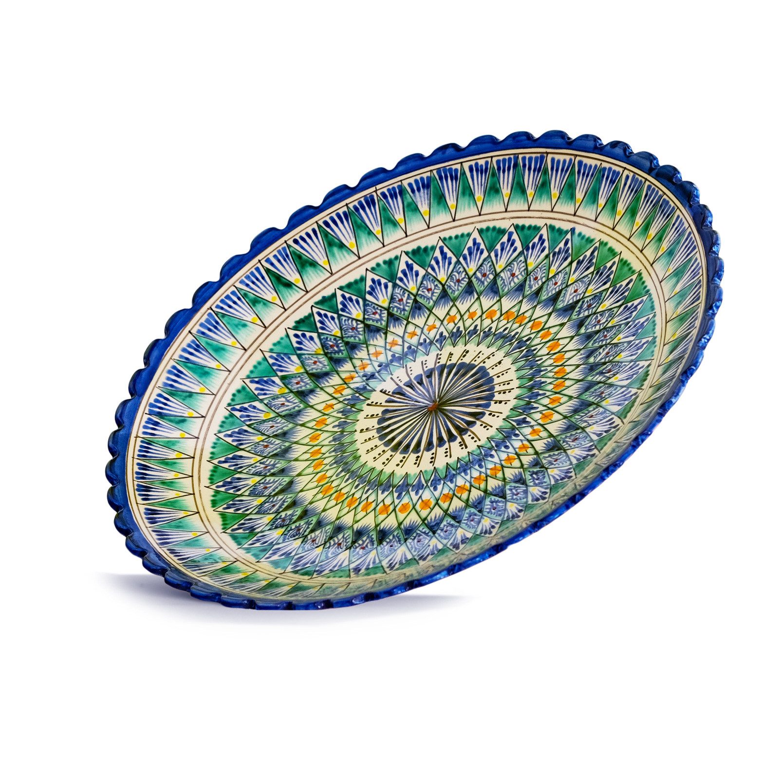 4BIG.fun Dekoteller Ø42 cm Usbekische Rischtan Lagan Oriental Keramik günstig online kaufen