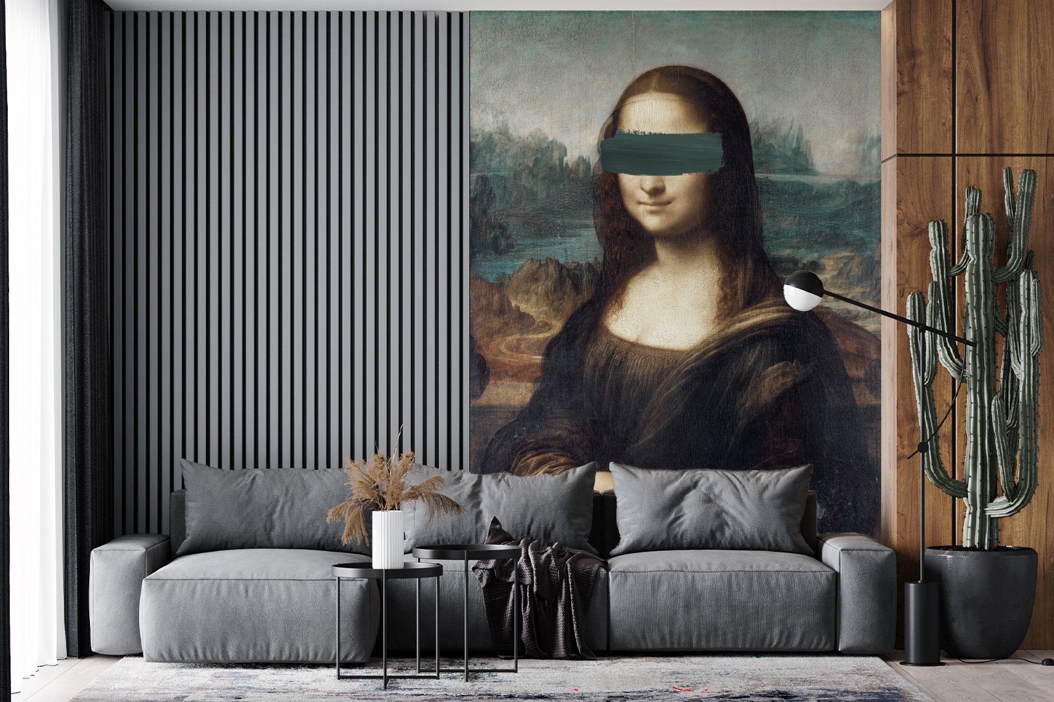 MuchoWow Fototapete Mona Lisa Leonardo Vinci - Wandtapete Vinyl Wohnzimmer, für - bedruckt, da St), (3 Matt, Tapete Grün, Montagefertig