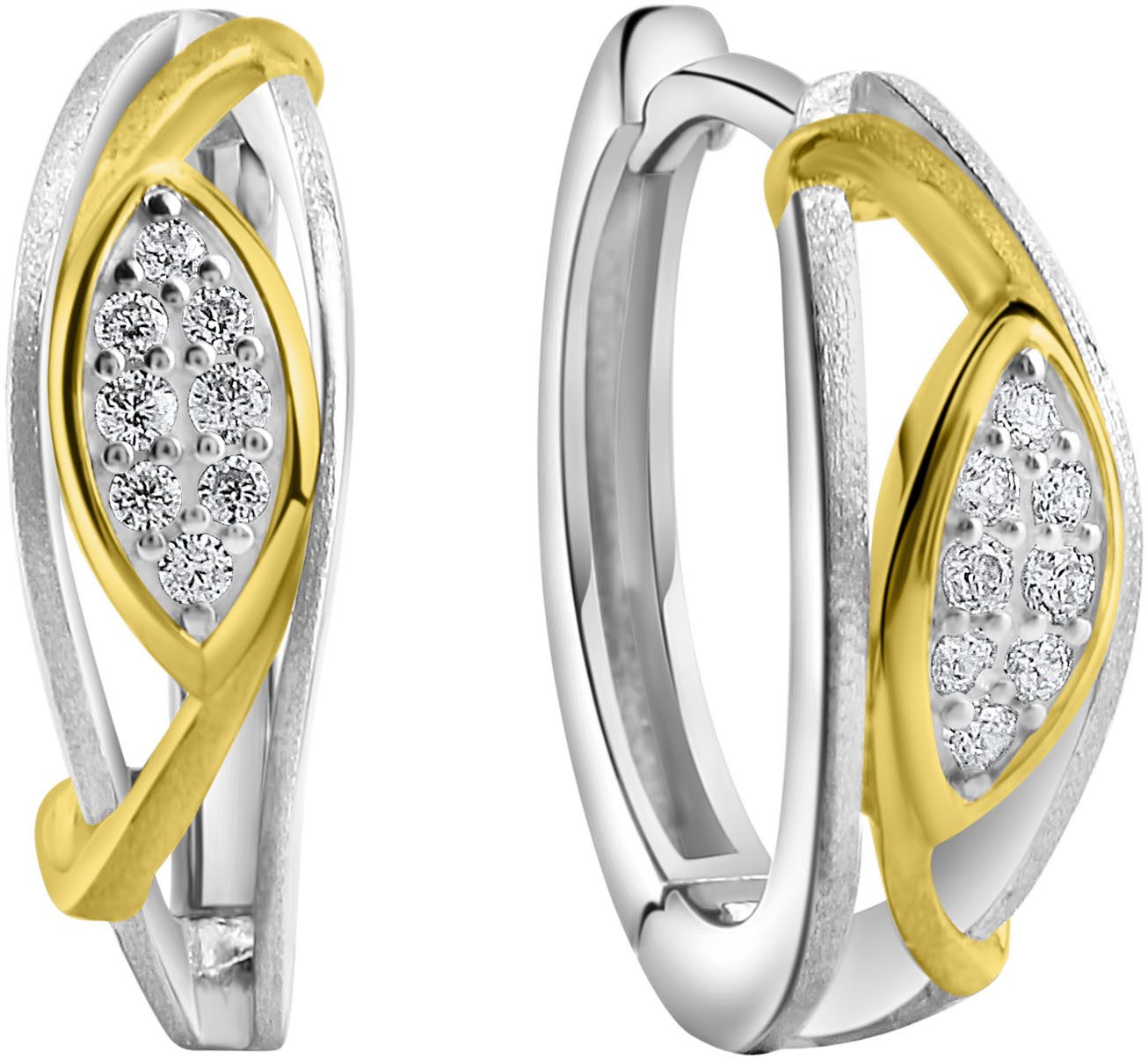 Firetti Paar Creolen Schmuck Geschenk Silber 925 Ohrschmuck Ohrringe bicolor, mit Zirkonia (synth)