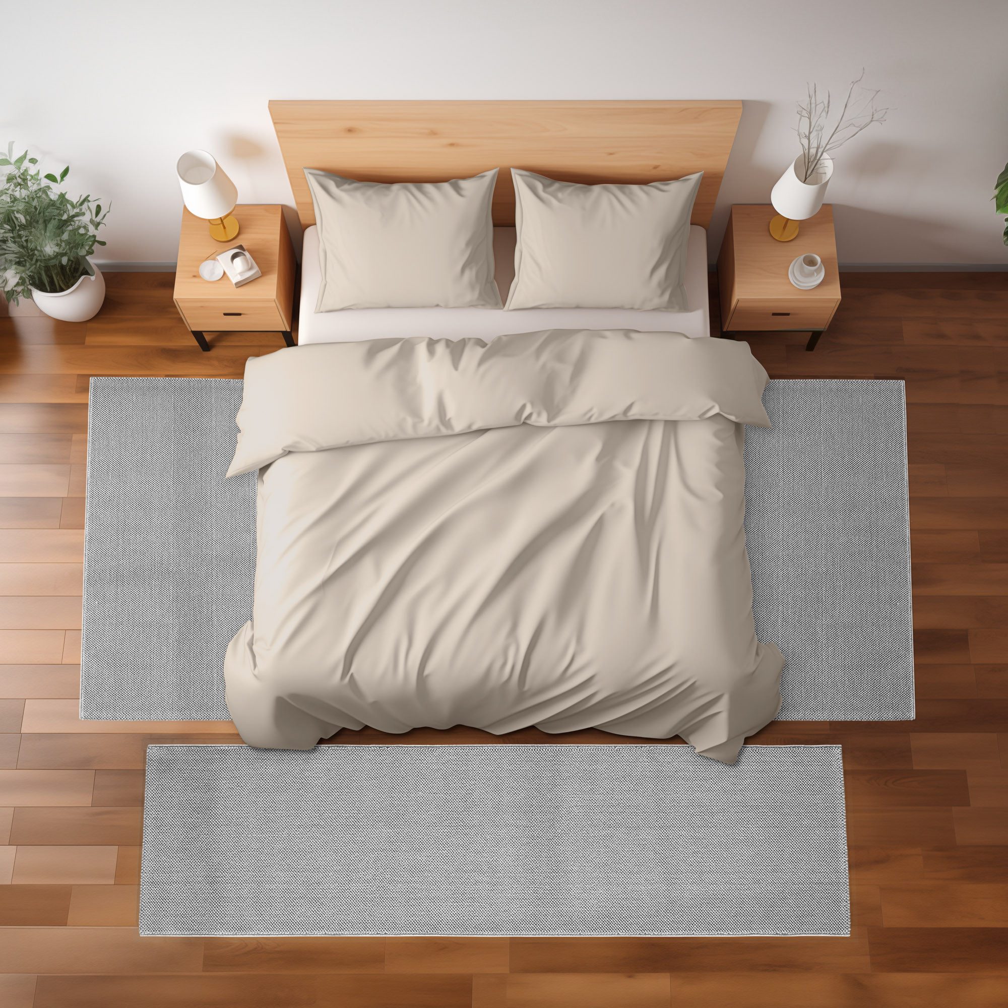 Teppium Teppich Unicolor - Einfarbig, Rechteckig, Höhe: 7 mm, Schlafzimmer Teppich Bettumrandung Läufer Set 3 teilig Silber