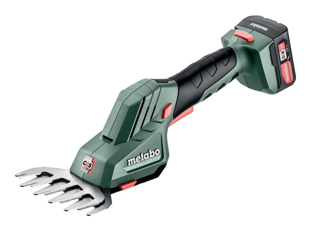 metabo Akku-Strauchschere PowerMaxx SGS 12 Q, Strauch- und Grasschere 1 x 2 Ah Li-Ion in Werkzeugtasche