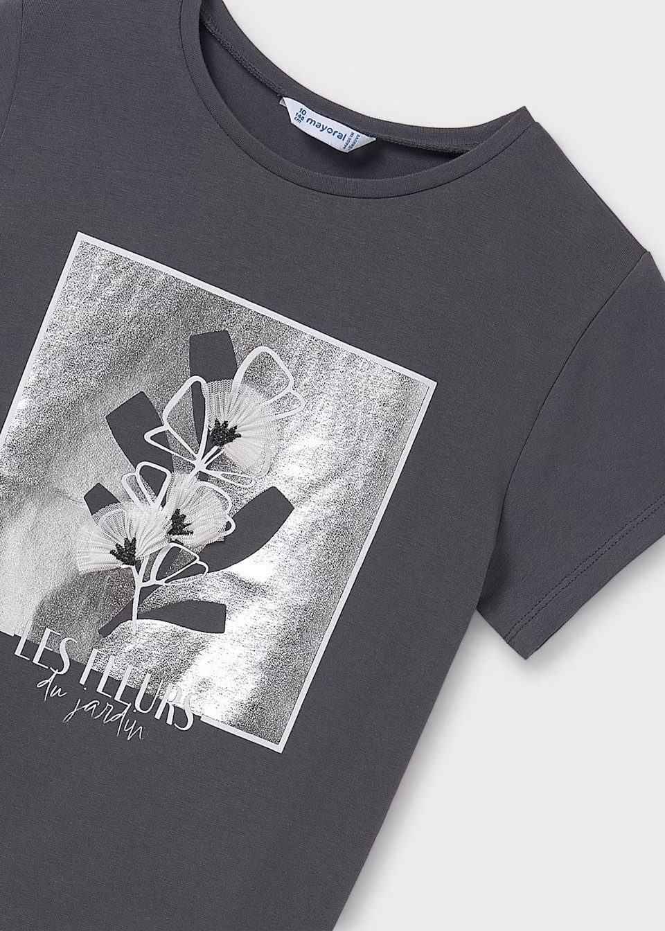 Mayoral Print-Shirt Teenager T-Shirt mit Bestickter Blume – Stylisch & Bequem (602066)