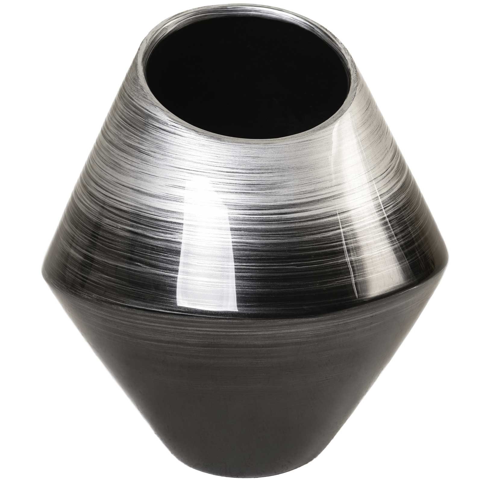 VIVANNO Bodenvase Fiberglas SARI Organisch - Spiralschwarz Hochglanz (1 St), 25x27 cm