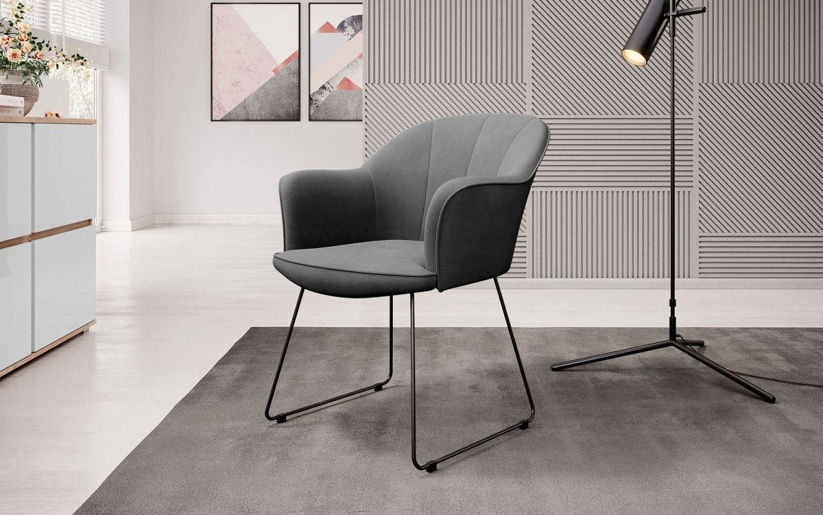 Baidani Luxusbetten24 Stuhl Giovanni, Stuhl und mit Samtbezug Gestellen Grey Designer verschiedenen