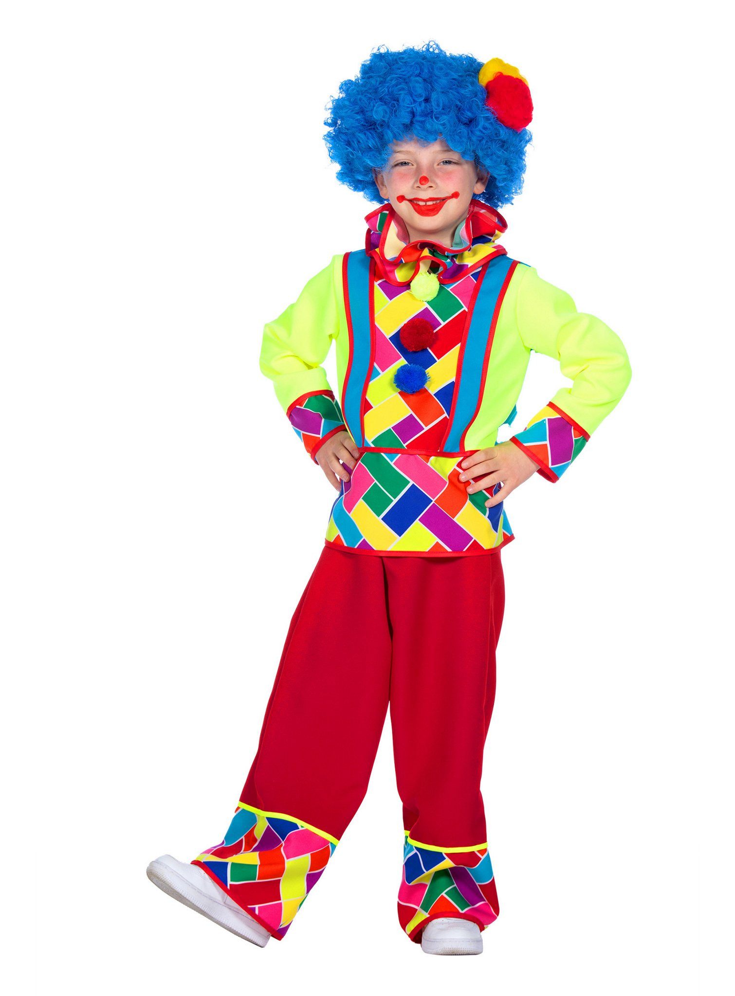 Metamorph Clown-Kostüm Knallbunter Clown Kostüm für Kinder, Klassisches Clownskostüm für Kinder