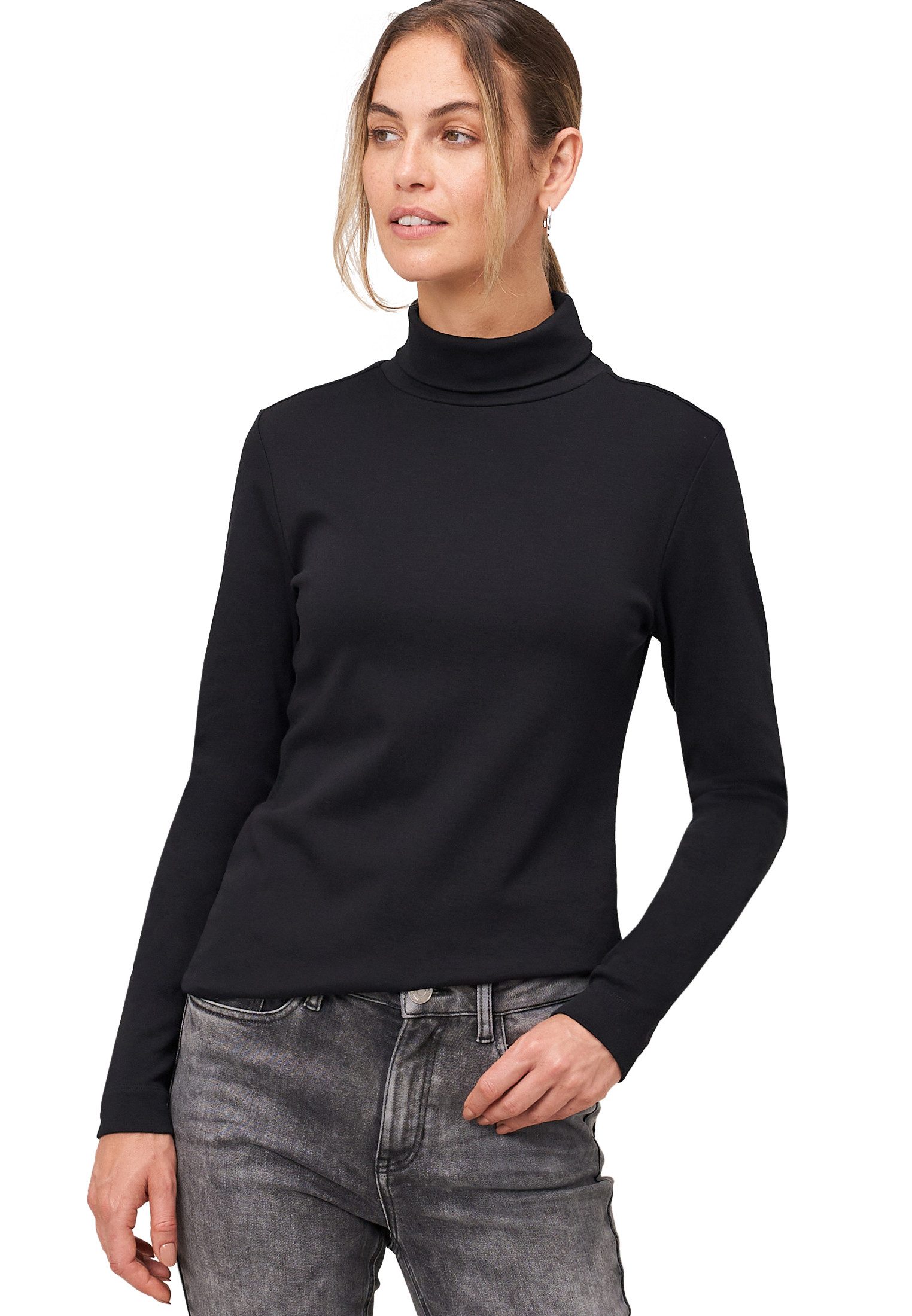 Zero Kurzarmshirt Damen Rollkragenshirt mit langen Ärmeln (1-tlg) Plain/ohne Details