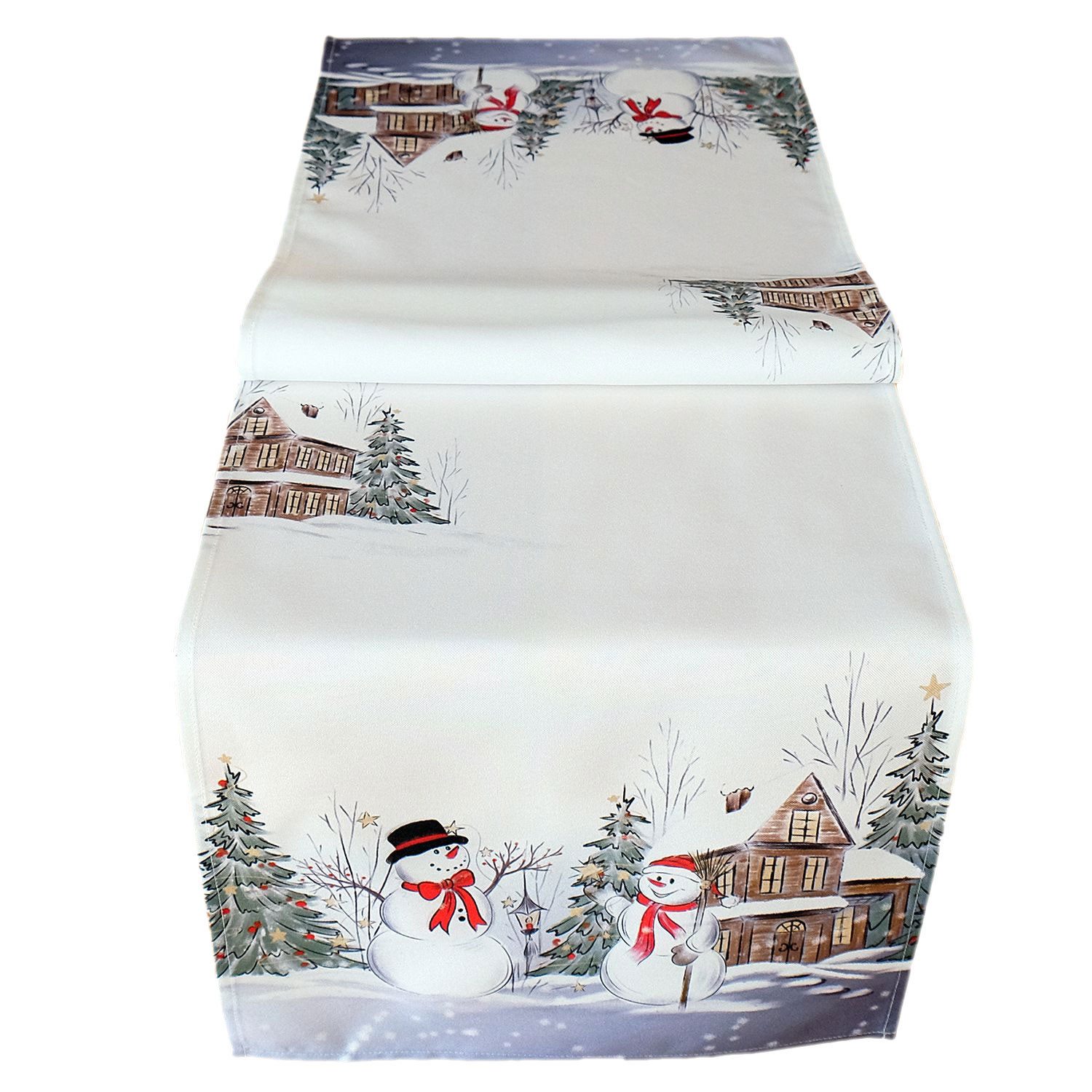 Tischdecke Tischläufer Druckmotiv Zwei Schneemänner Winter Weihnachten