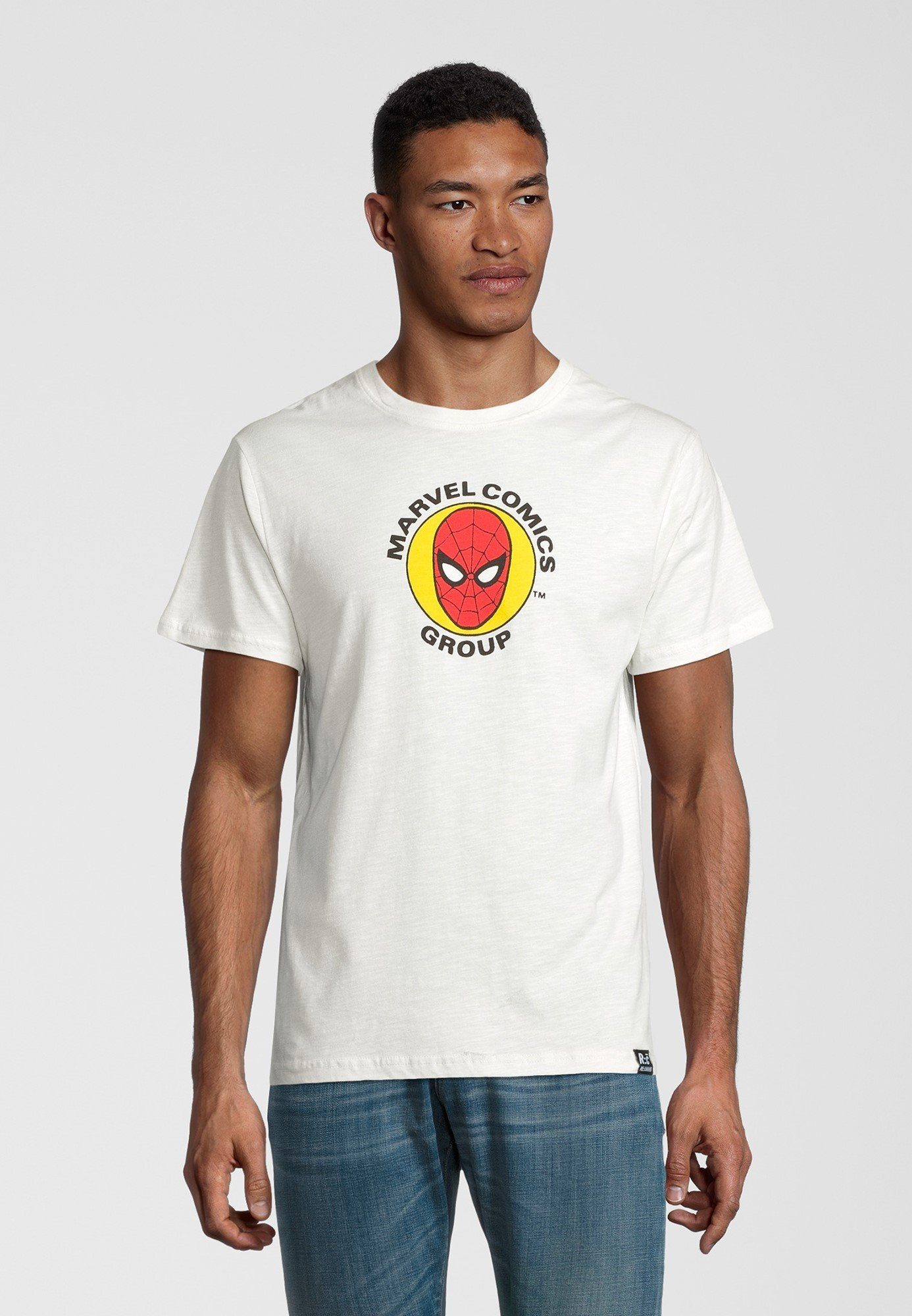 GOTS Recovered Spider-Man Circle T-Shirt zertifizierte Ecru Bio-Baumwolle Marvel