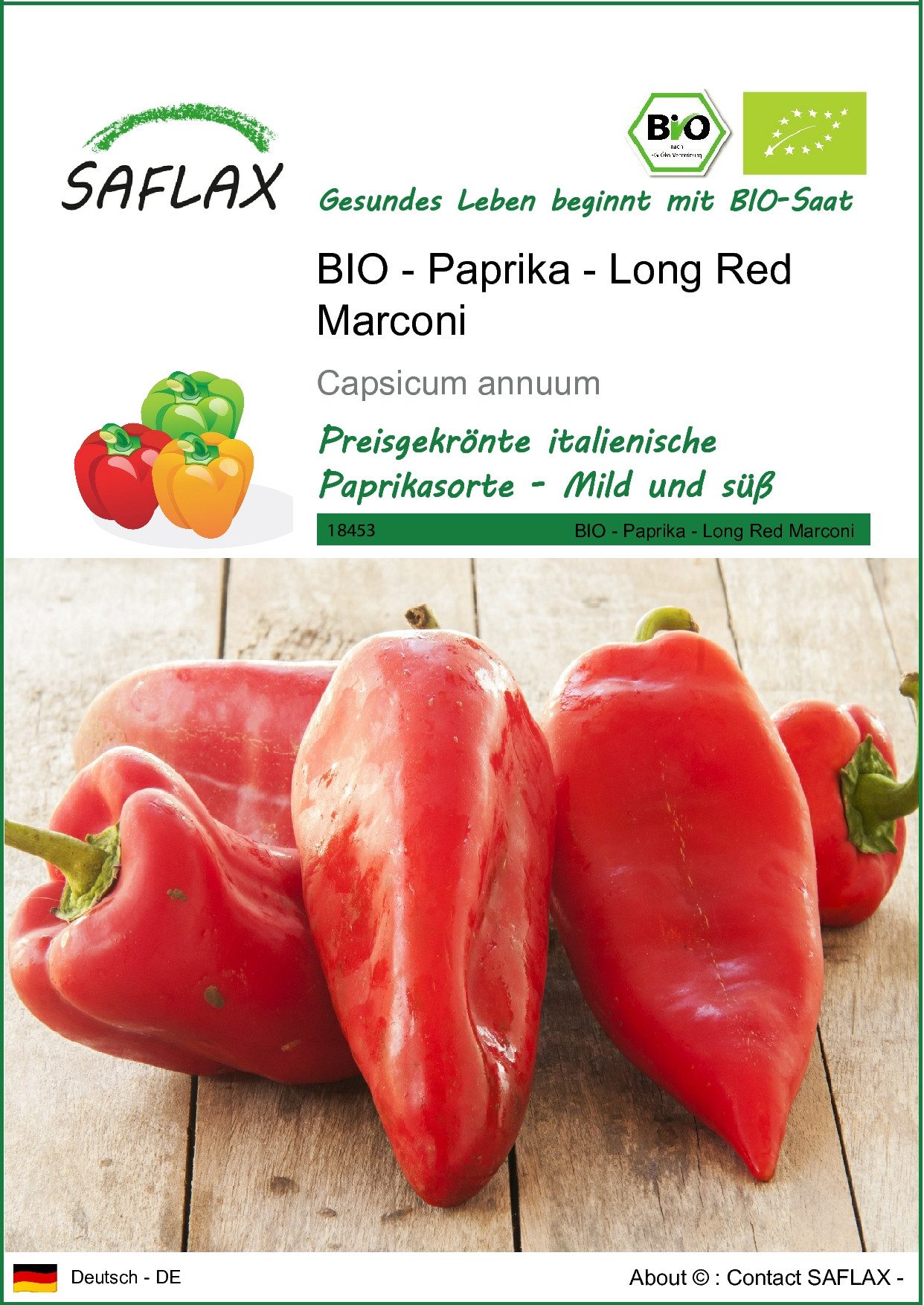 SAFLAX Gemüsesamen SAFLAX - Samen - BIO - Paprika - Long Red Marconi günstig online kaufen