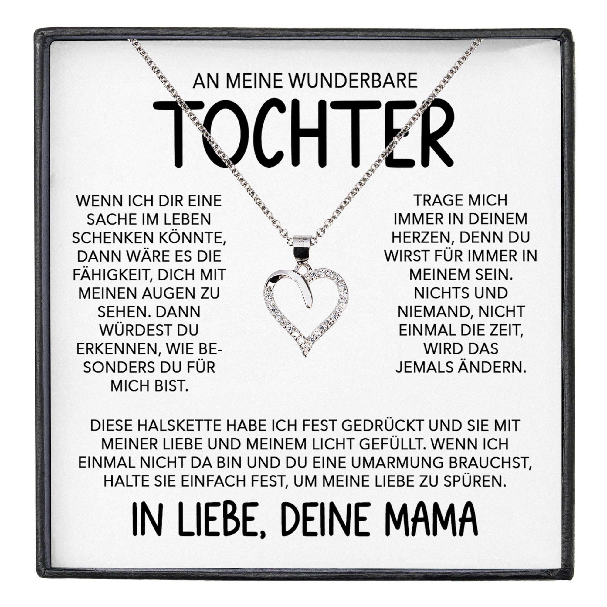 22Feels Schmuckset Wunderbare Tochter Geschenk v. Mama Mädchen Frauen Schmuck Halskette (inkl. Geschenktasche, Karte(n), Poliertuch, Beutel), Echt-Silber 925/000, Karte Made In Germany