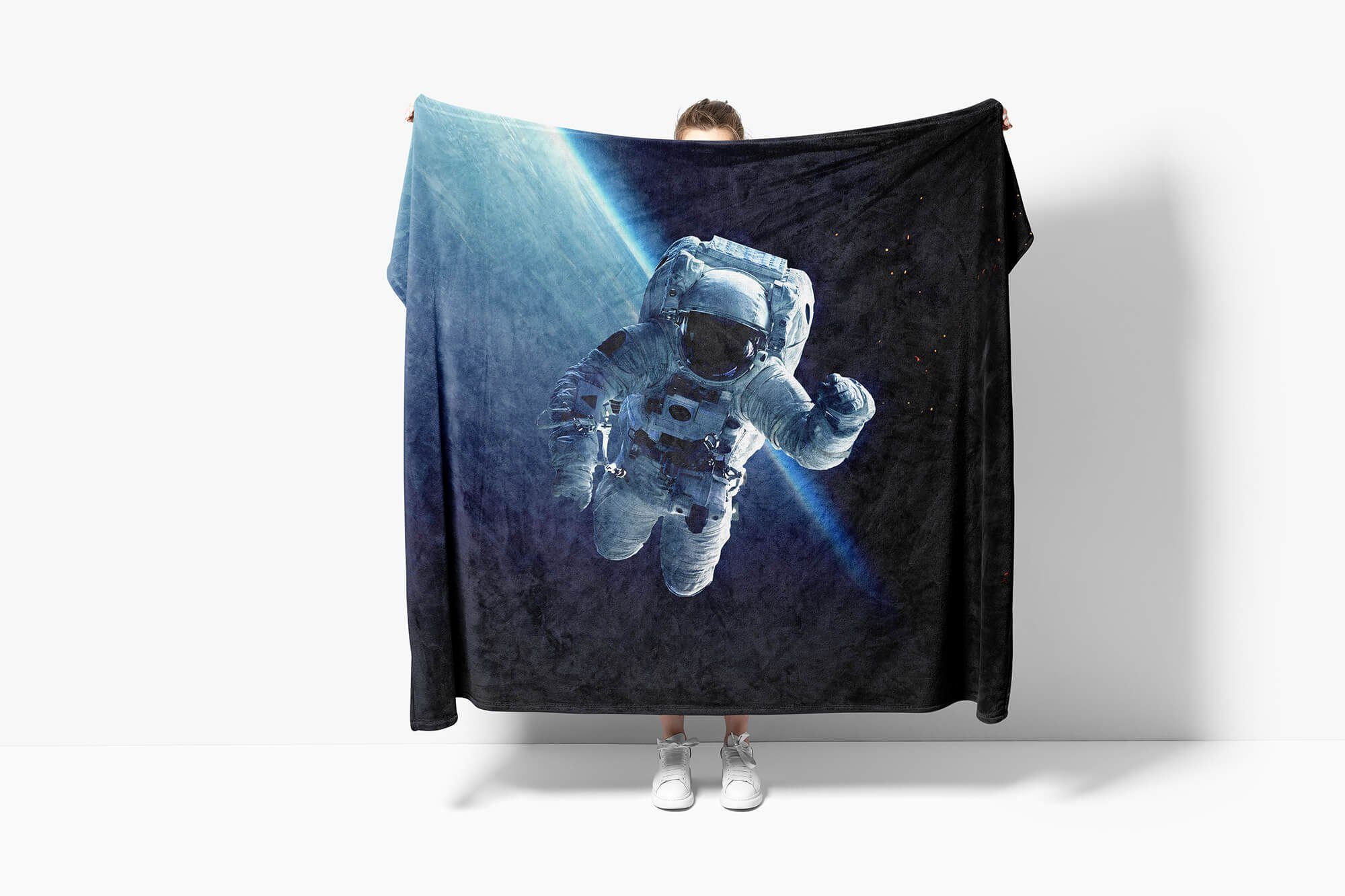 Art Sinus Saunatuch Fotomotiv mit Kuscheldecke Handtücher Astronaut (1-St), Strandhandtuch Handtuch Baumwolle-Polyester-Mix Handtuch Weltall,