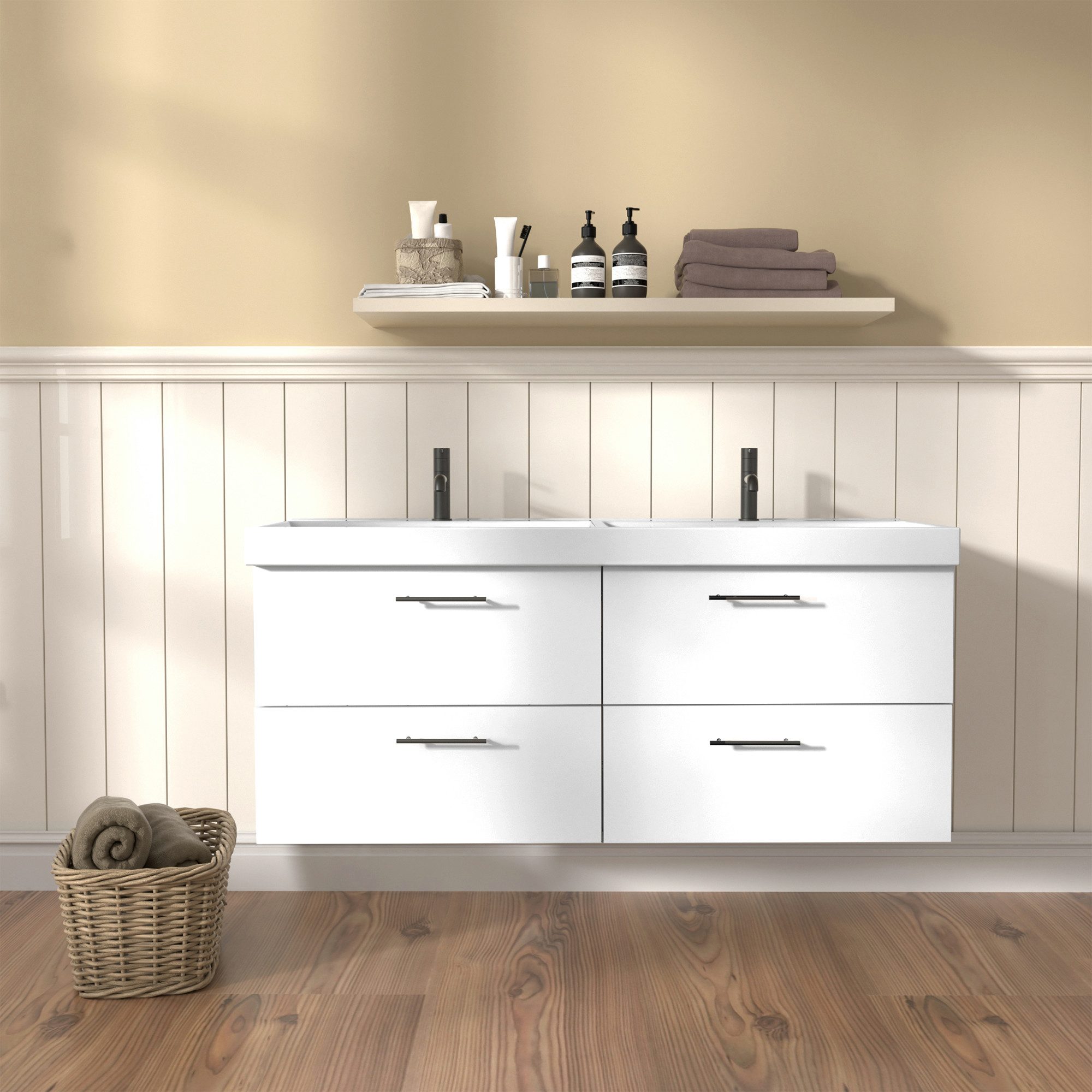 welltime Einbauwaschbecken Trento Deluxe, Mit Nano Glasur in 51,61,81,101 und 121cm erhältlich. – Bild 4 von 5