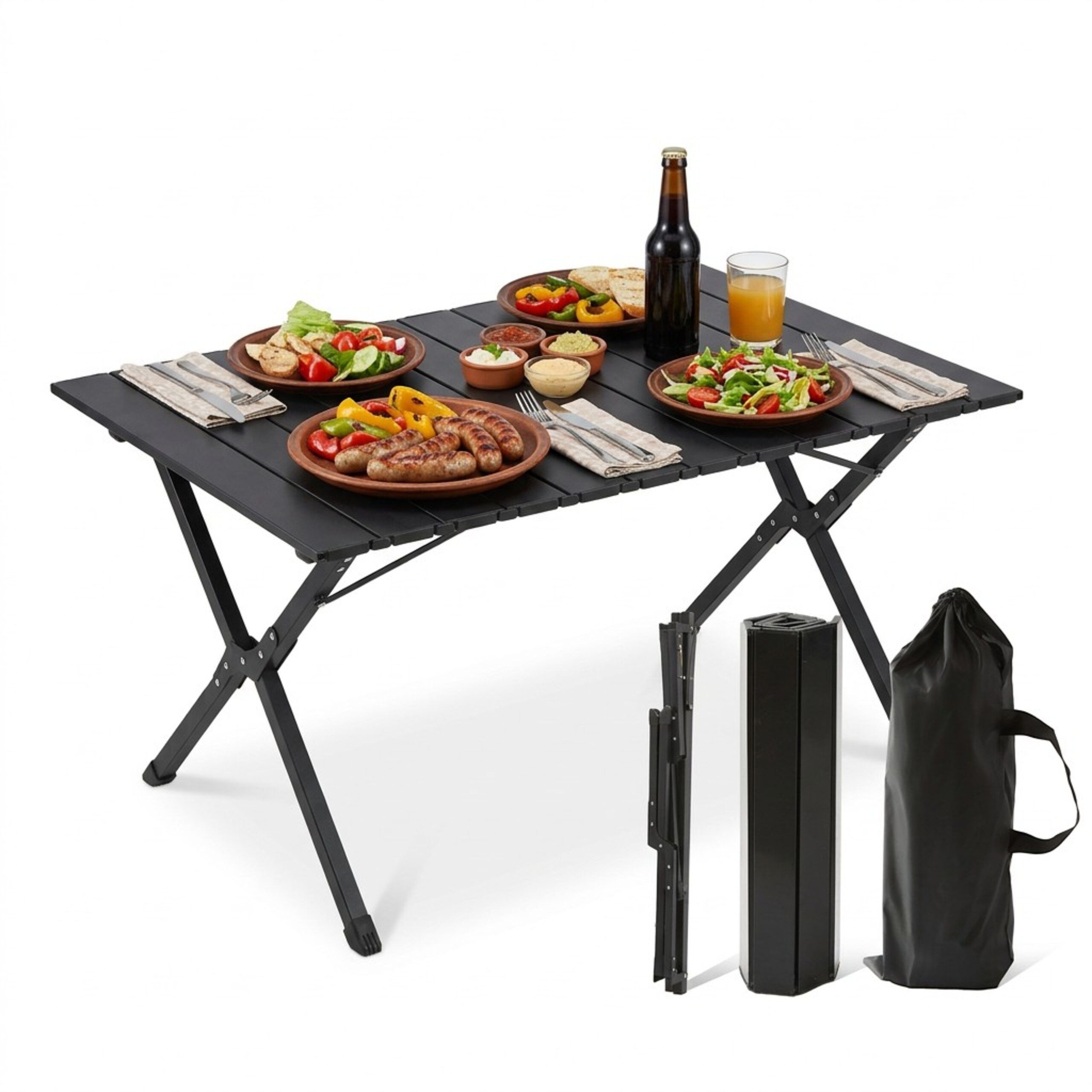 relaxdays Campingtisch klappbar, schwarz, 90x60 cm