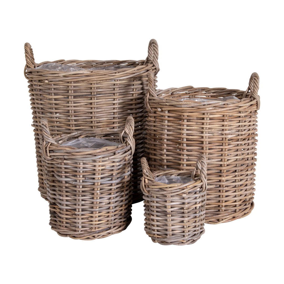 Thumbnail - ebuy24 Allzweckkorb Carly Korb Set rund mit 4 stk. in natur mit Griff.