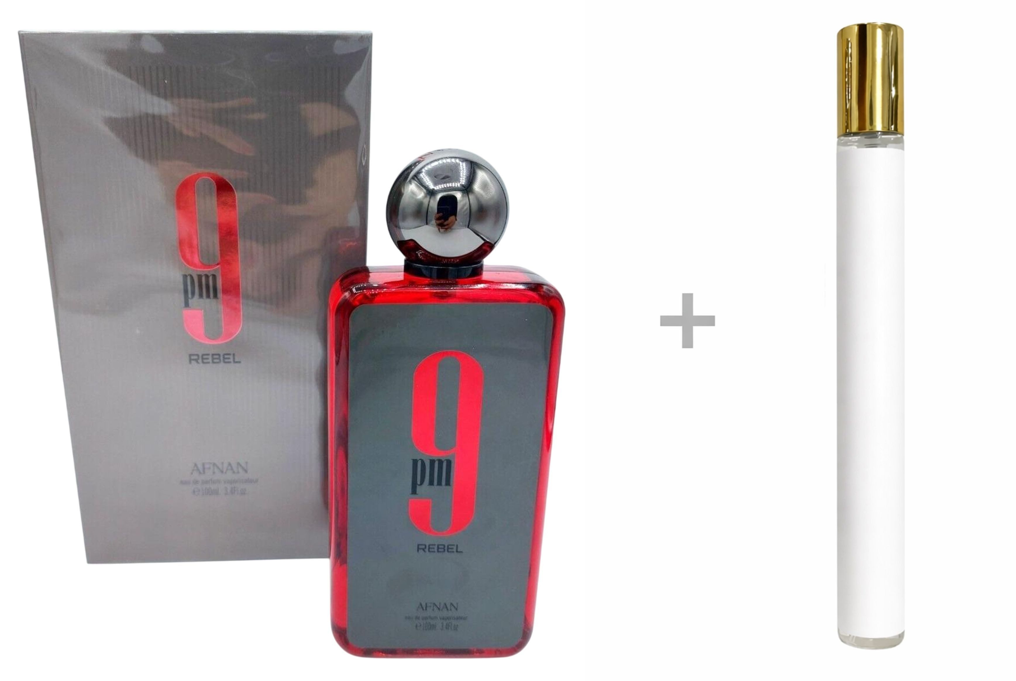 Afnan Duft-Set 9pm Rebel Unisex Damen & Herren EDP Spray + Reiseduft, AFNAN, Damenparfüm, Glasflakon, Herrenparfüm, Unisexduft