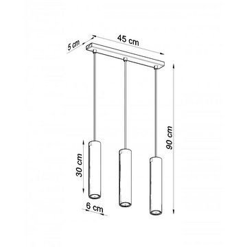 SOLLUX lighting Deckenleuchte Hängelampe Pendelleuchte LAGOS 3 schwarz, 3x GU10, ca. 45x6x90 cm