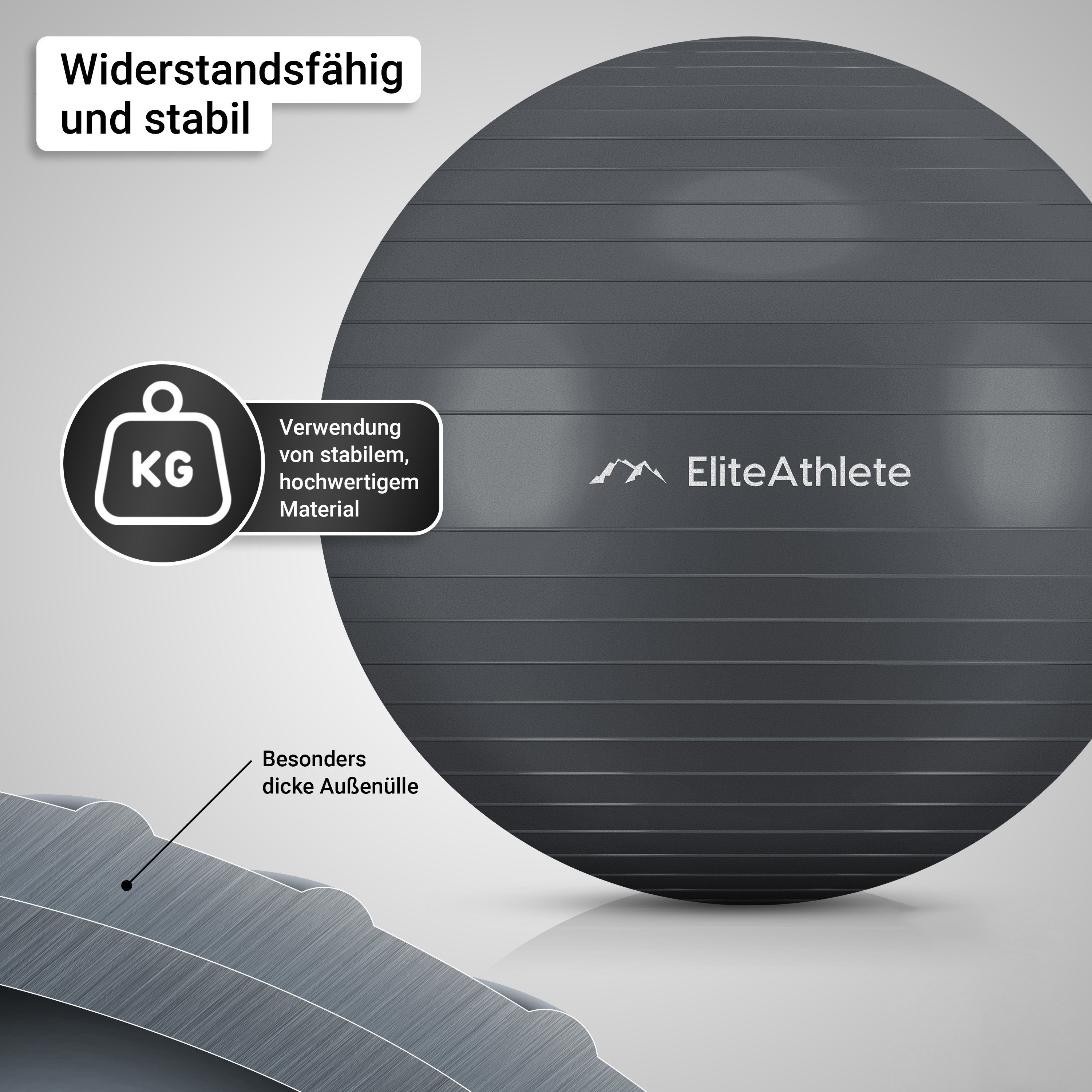 Gymnastikball Grey Fitness Gymnastikball Yoga Büro ergonomisch Schwangerschaft Sitzball EliteAthlete - Ultimate