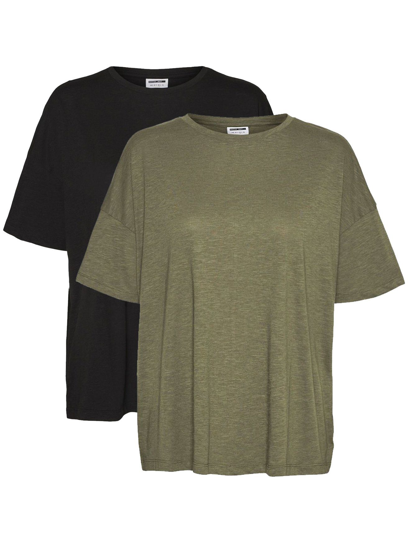 Noisy may T-Shirt Oversized T-Shirt 2-er Stück Pack Basic Set NMMATHILDE (2-tlg) 4182 in Schwarz-Grün