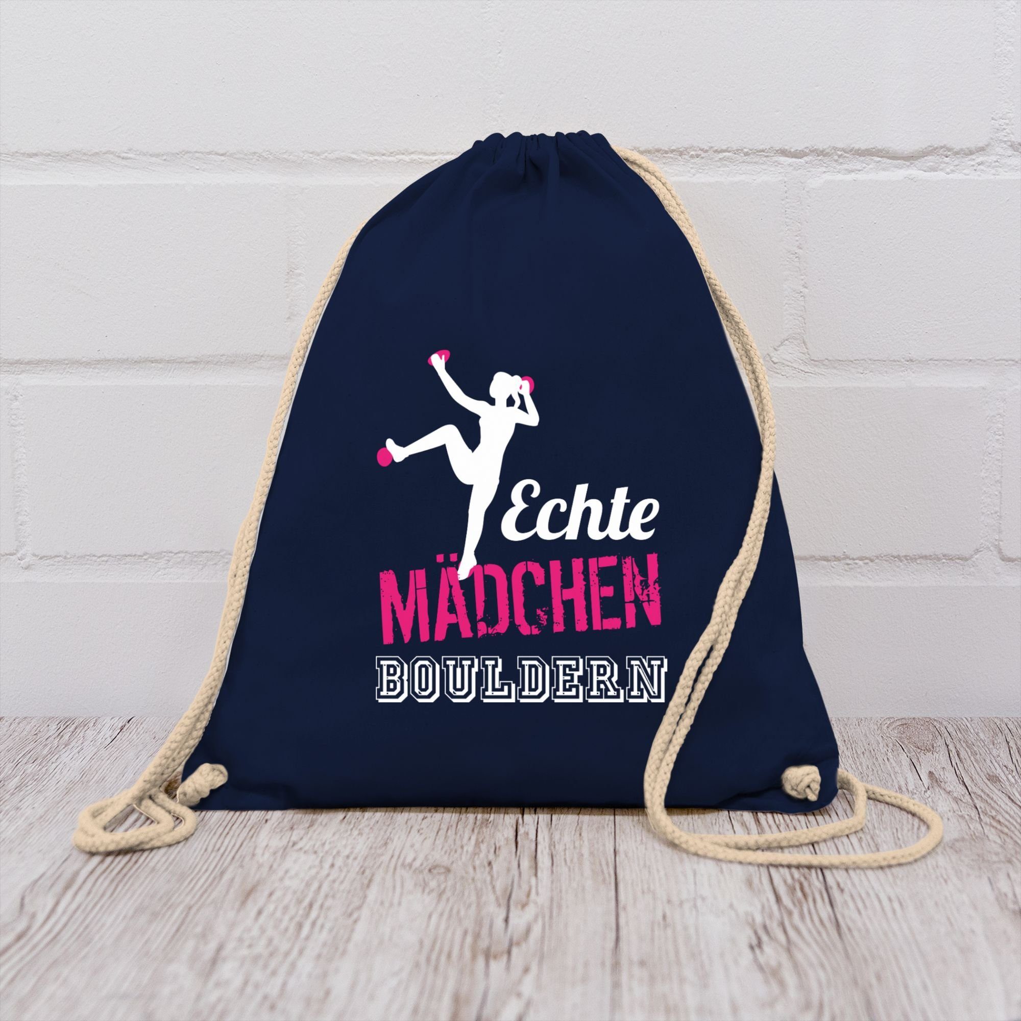 Shirtracer Turnbeutel Echte Mädchen bouldern fuchsia/weiß, Kinder Sport Kleidung