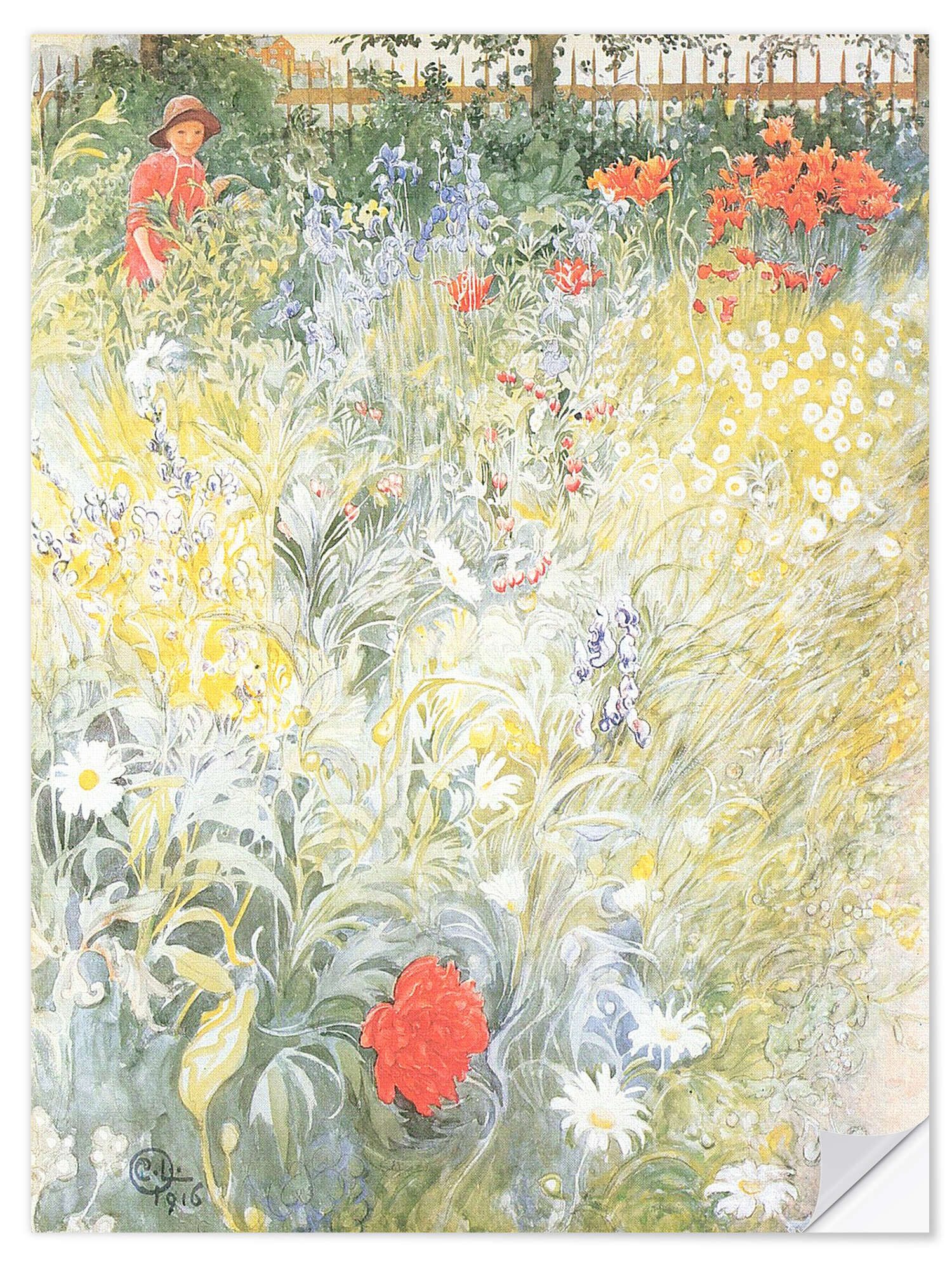 Posterlounge Wandfolie Carl Larsson, Sommerblumen, Landhausstil Malerei