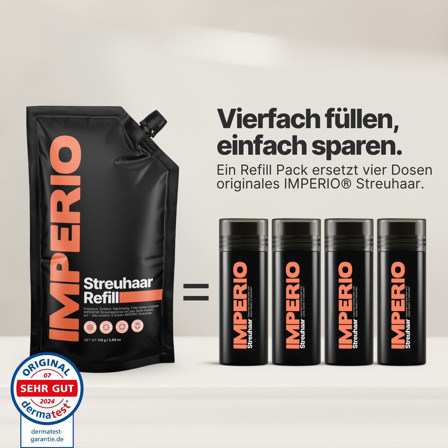 IMPERIO Haarpuder Streuhaar Refill Pack - Nachfüllpack mit den Original Streuhaarfasern