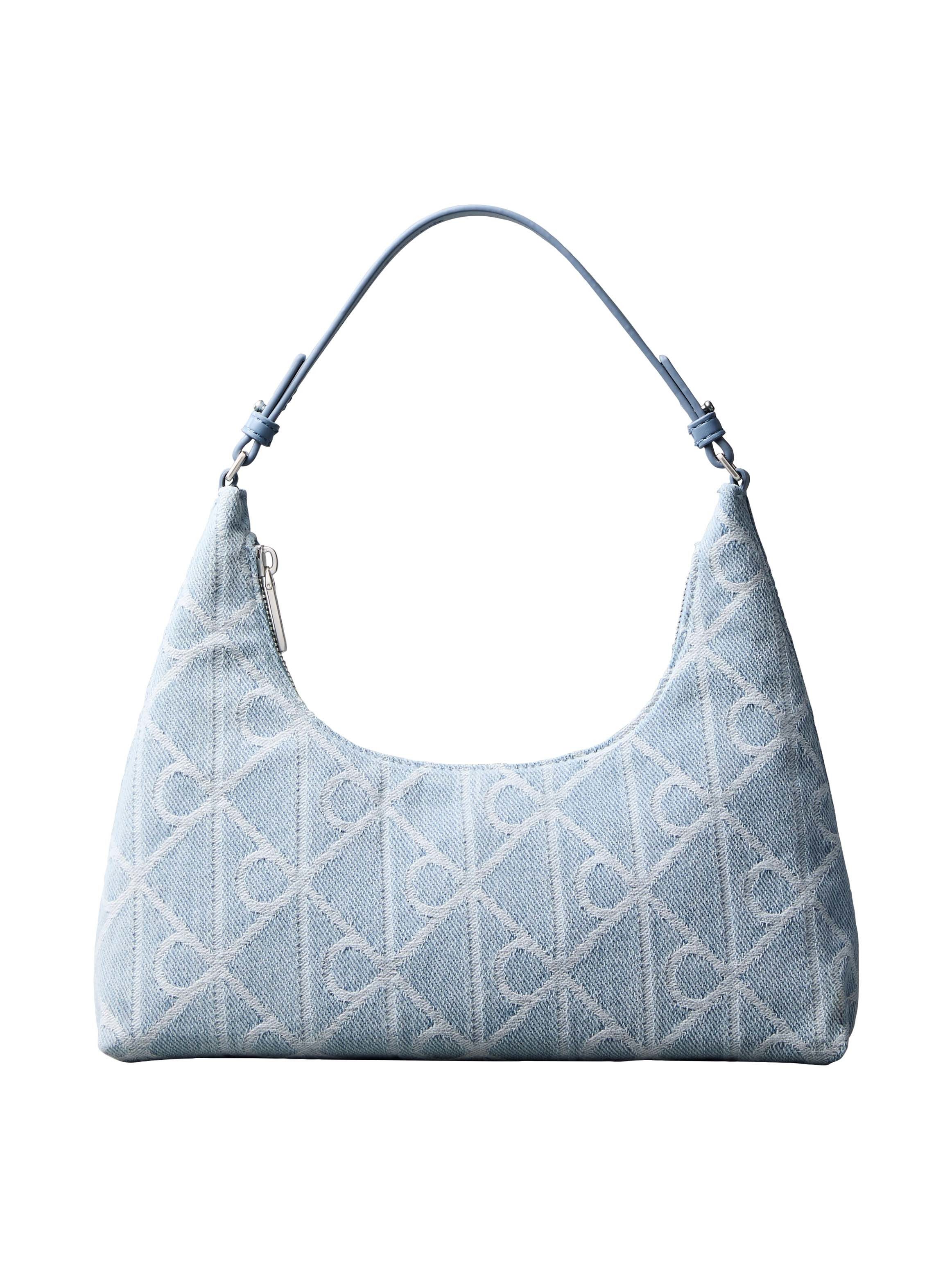 Calvin Klein Schultertasche EMBLEM AOP DENIM SHOULDER BAG, Handtasche, Tragetasche, Umhängetasche mit CK-Allover-Muster