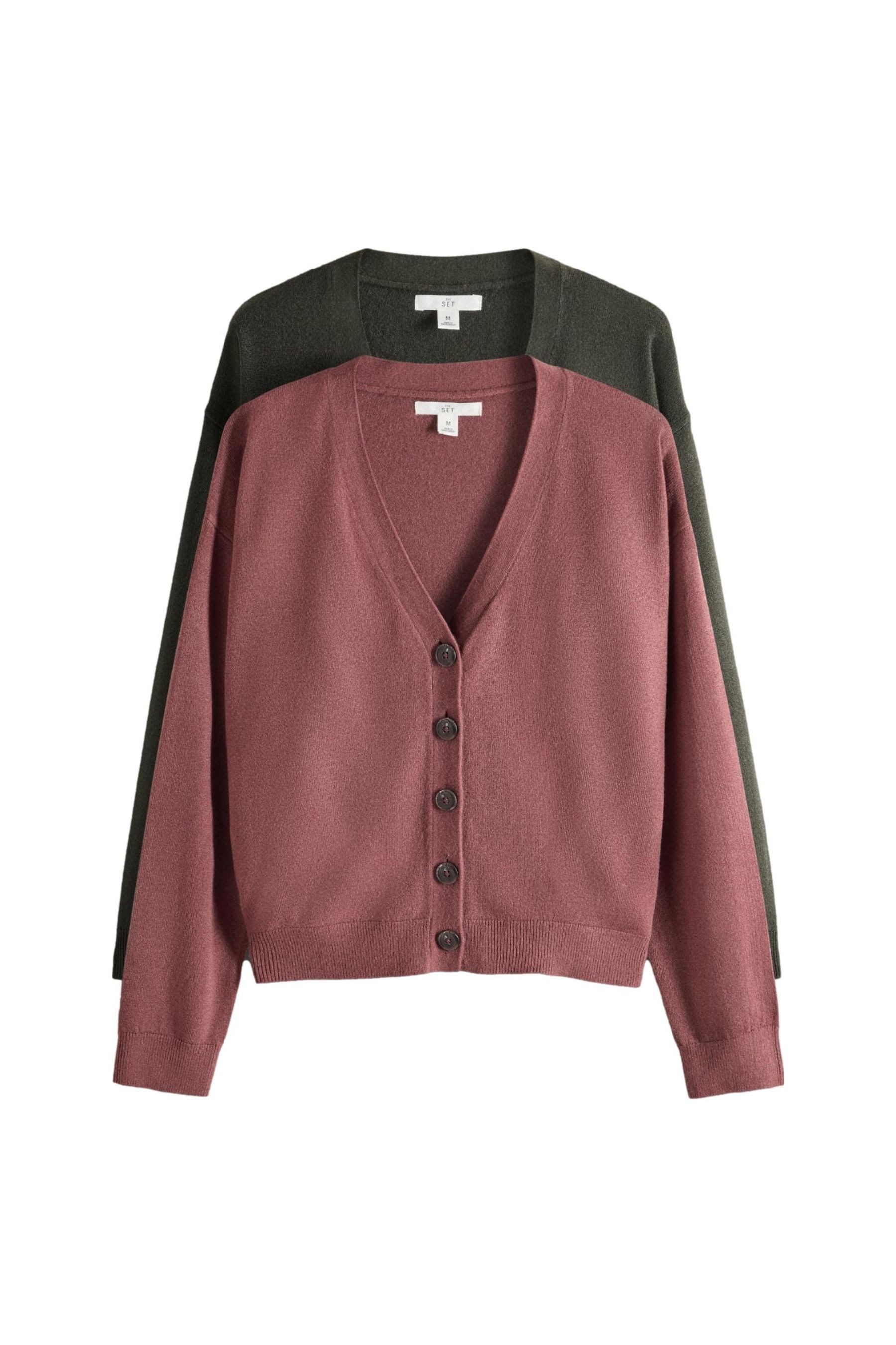 The Set Strickjacke The Set Strickjacken mit V-Ausschnitt, 2er-Pack (2-tlg)