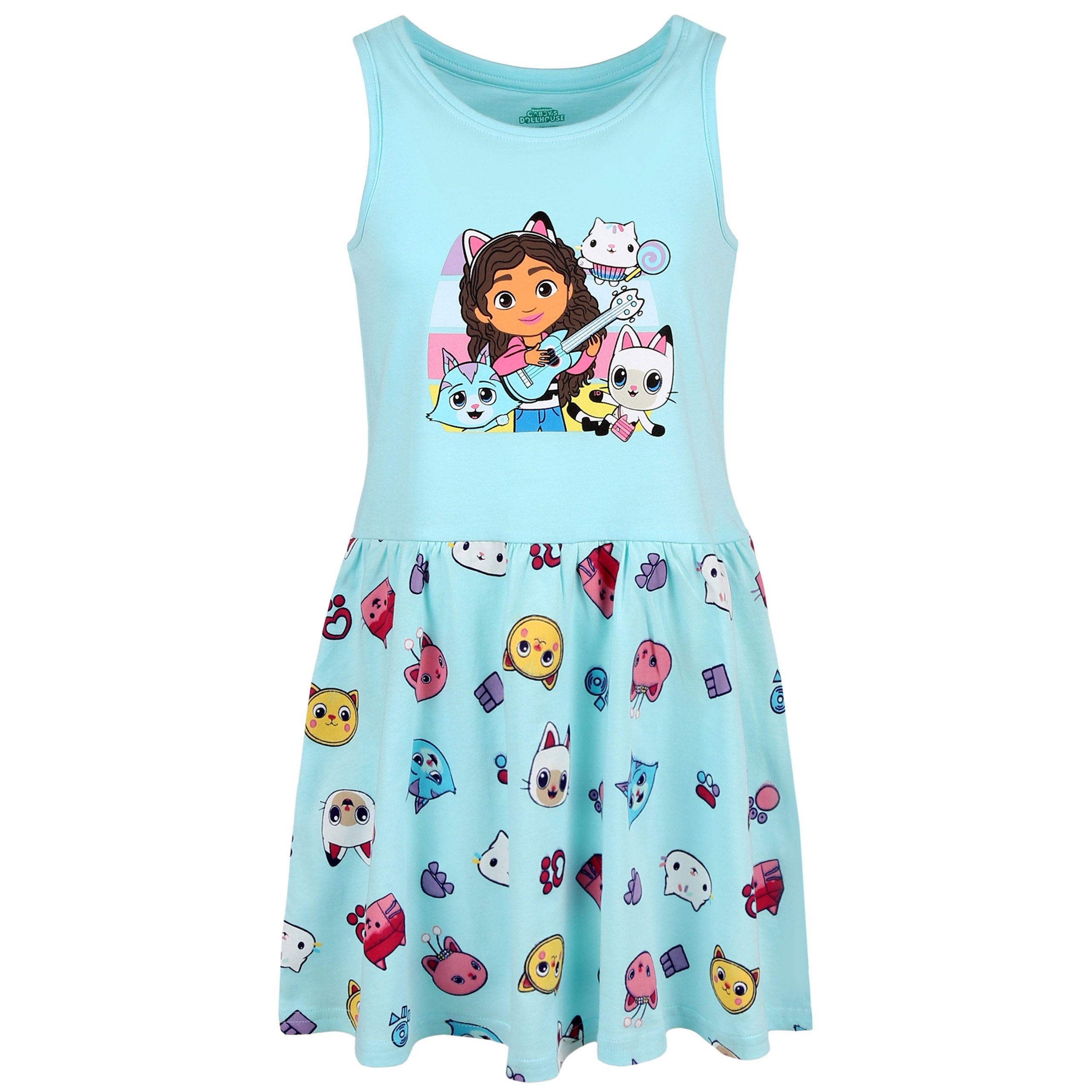 Gabby's Dollhouse Sommerkleid Gabby’s Dollhouse Kleid mint, Träger, Mädchen, 100% Baumwolle