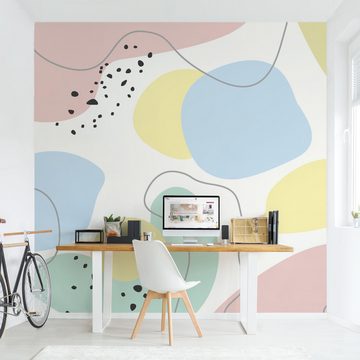 Bilderdepot24 Mustertapete Geometrische Formen Pastell Muster pastell moderne Wanddeko XXL, Glatt, Matt, (Inklusive Gratis-Kleister oder selbstklebend), Wohnzimmer Schlafzimmer Küche Flur Motivtapete Vliestapete Wandtapete