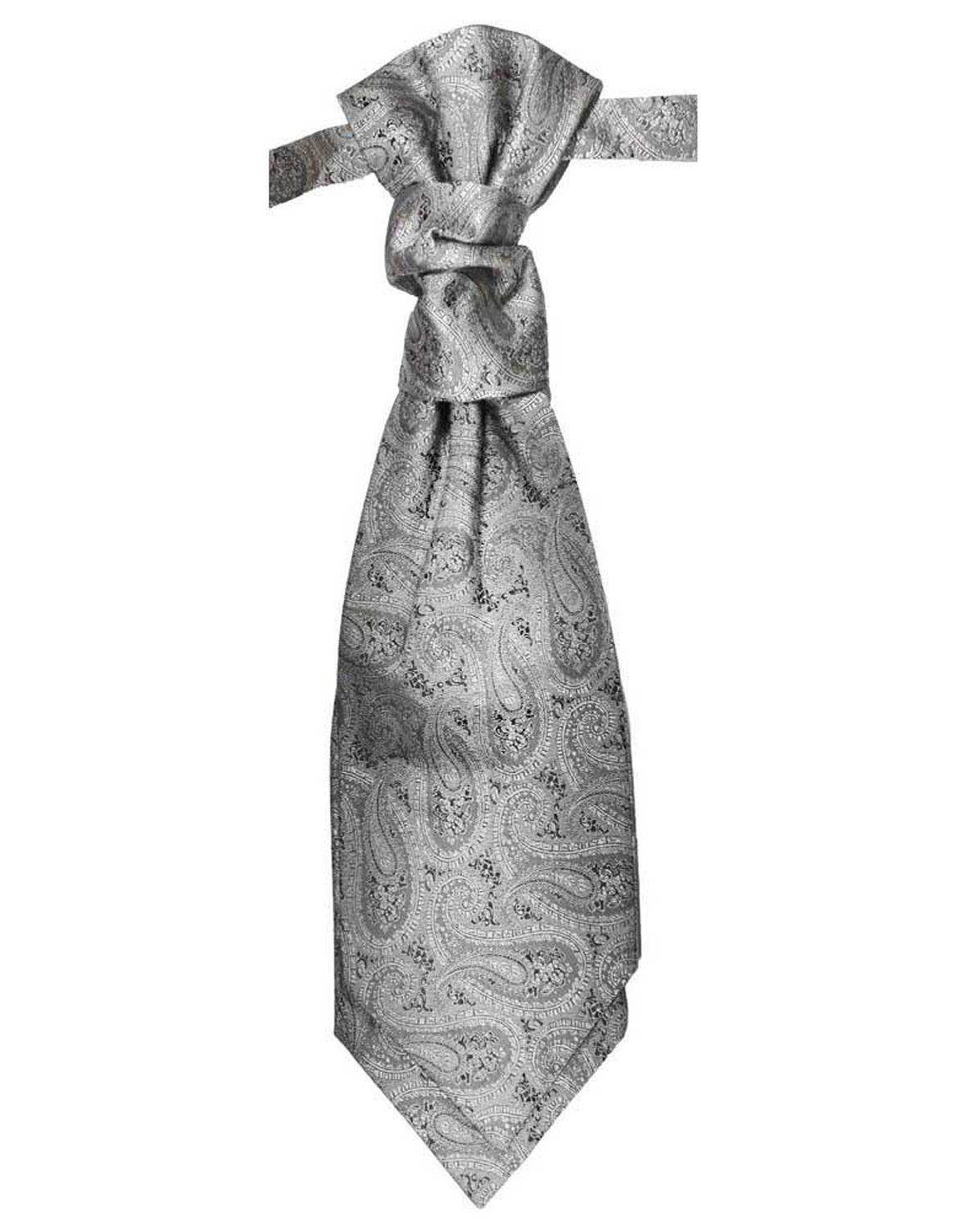 Paul Malone Anzugweste Herren Hochzeitsweste mit Plastron Set 2tlg - Paisley Bräutigam (Set, 2-tlg., mit Weste und Plastron) silber grau V30, Gr. 50 (S)