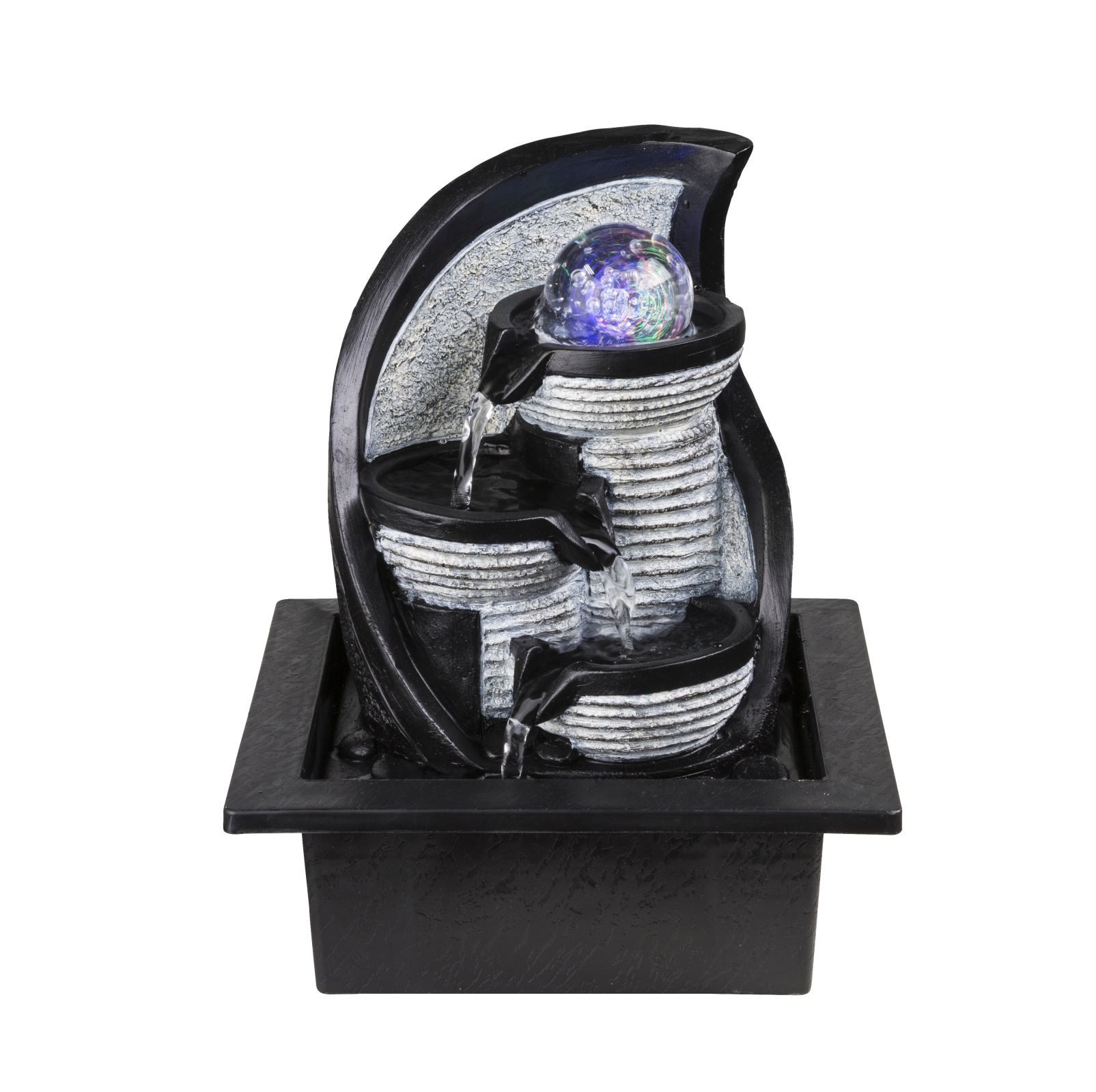 Tischleuchte Tischlampe Zimmerbrunnen Tischbrunnen mit LED Beleuchtung Wasserfall