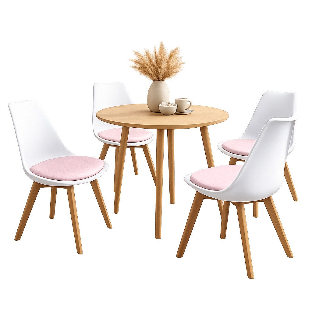 HTI-Living Esszimmerstuhl Esszimmerstuhl 4er Set Weiß mit Kunstledersitz (Set, 4 St), Küchenstuhl mit Kunststoffschale und Kunstledersitzfläche