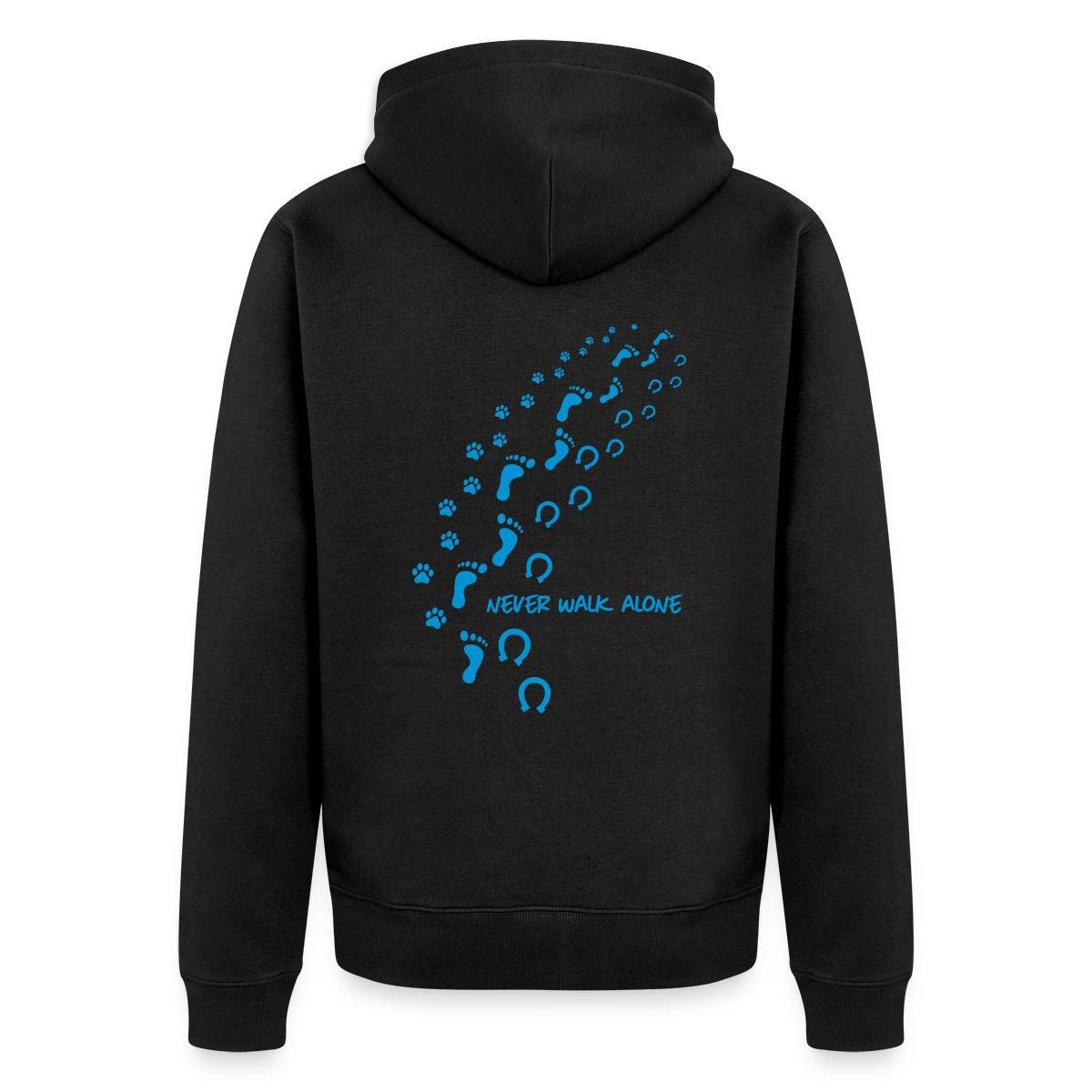 Sweatjacke Never Walk Alone Hund Mensch Hufabdrücke Kapuzenjacke Herren