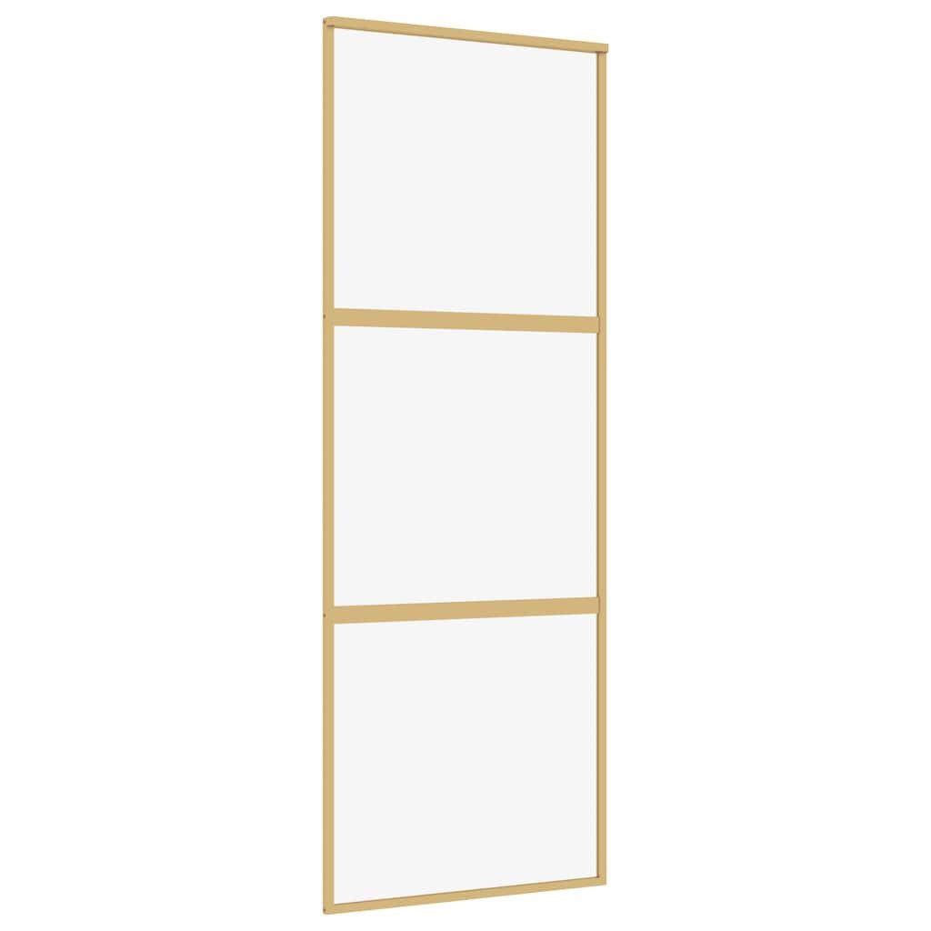 vidaXL Haustür Schiebetür Golden 76x205 cm ESG-Klarglas und Aluminium (1-St)