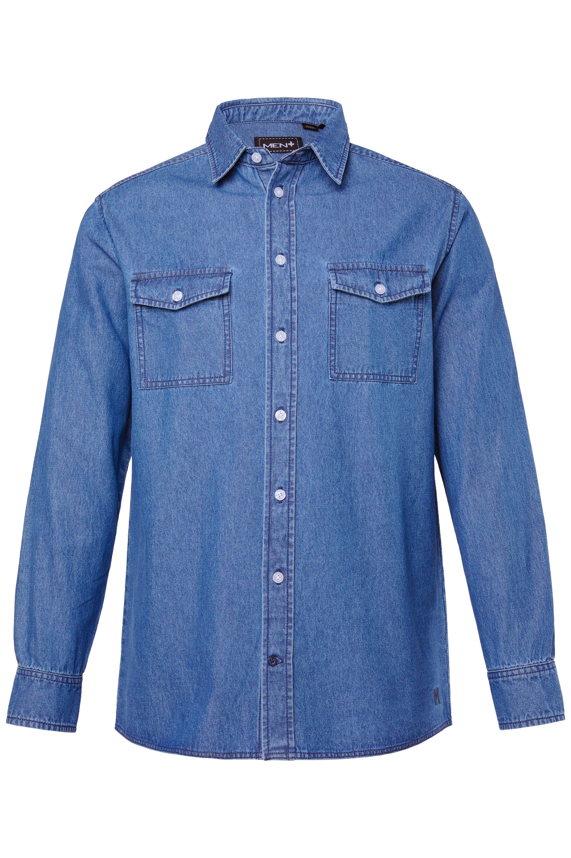 Men Plus Businesshemd Men+ Jeanshemd Langarm günstig online kaufen