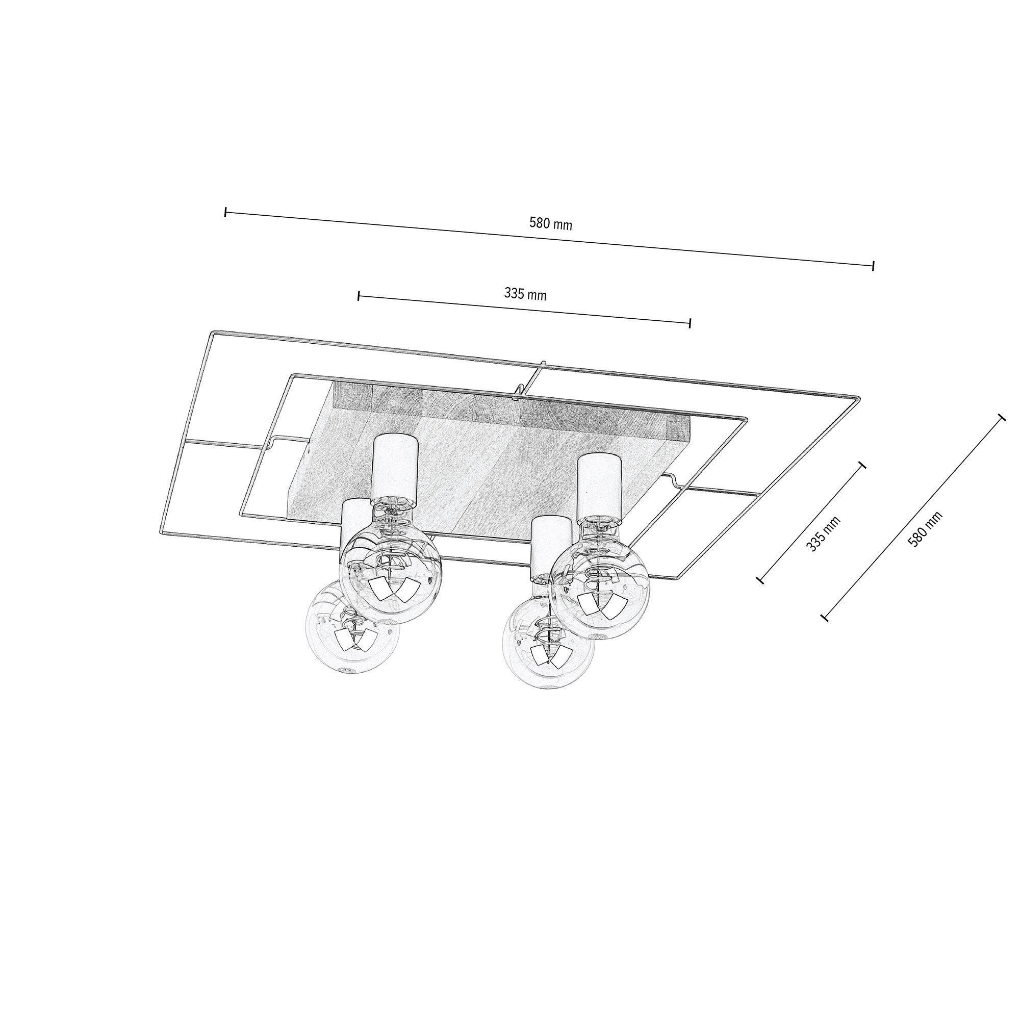 SPOT Modernes Leuchtmittel, aus und CHESTER, Eichenholz Light Metall, Deckenleuchte ohne Nachhaltig Design,