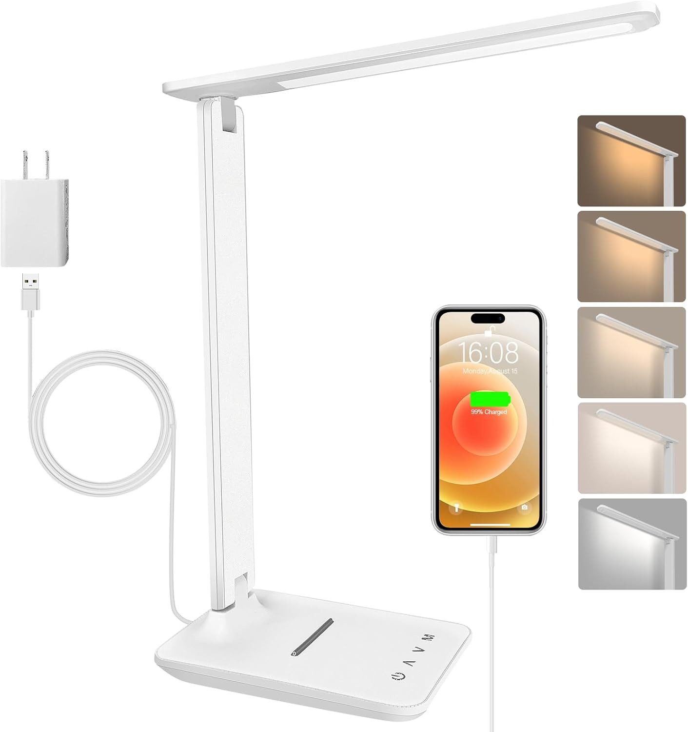 FELIXLEO LED Tischleuchte Jumoking LED Schreibtischlampe Dimmbar USB Touch Steuerung Weiß