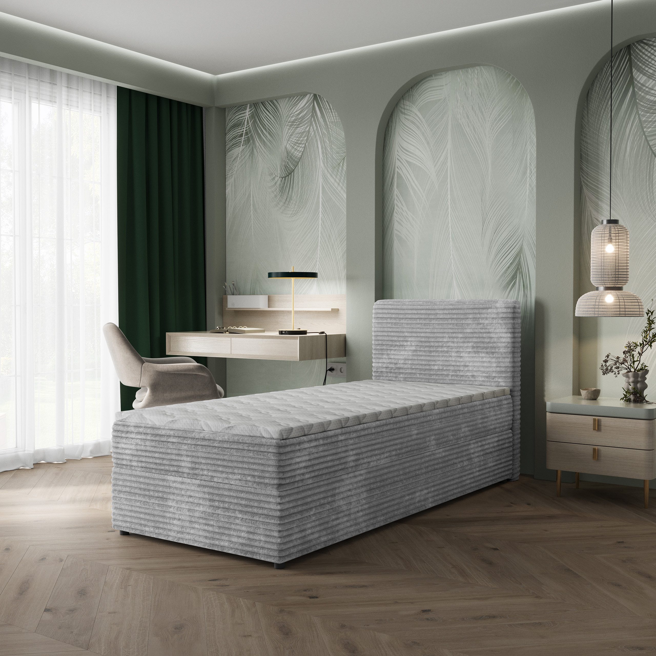 Masseno Boxbett PISA 80x200 cm mit Bonell Matratze und Topper