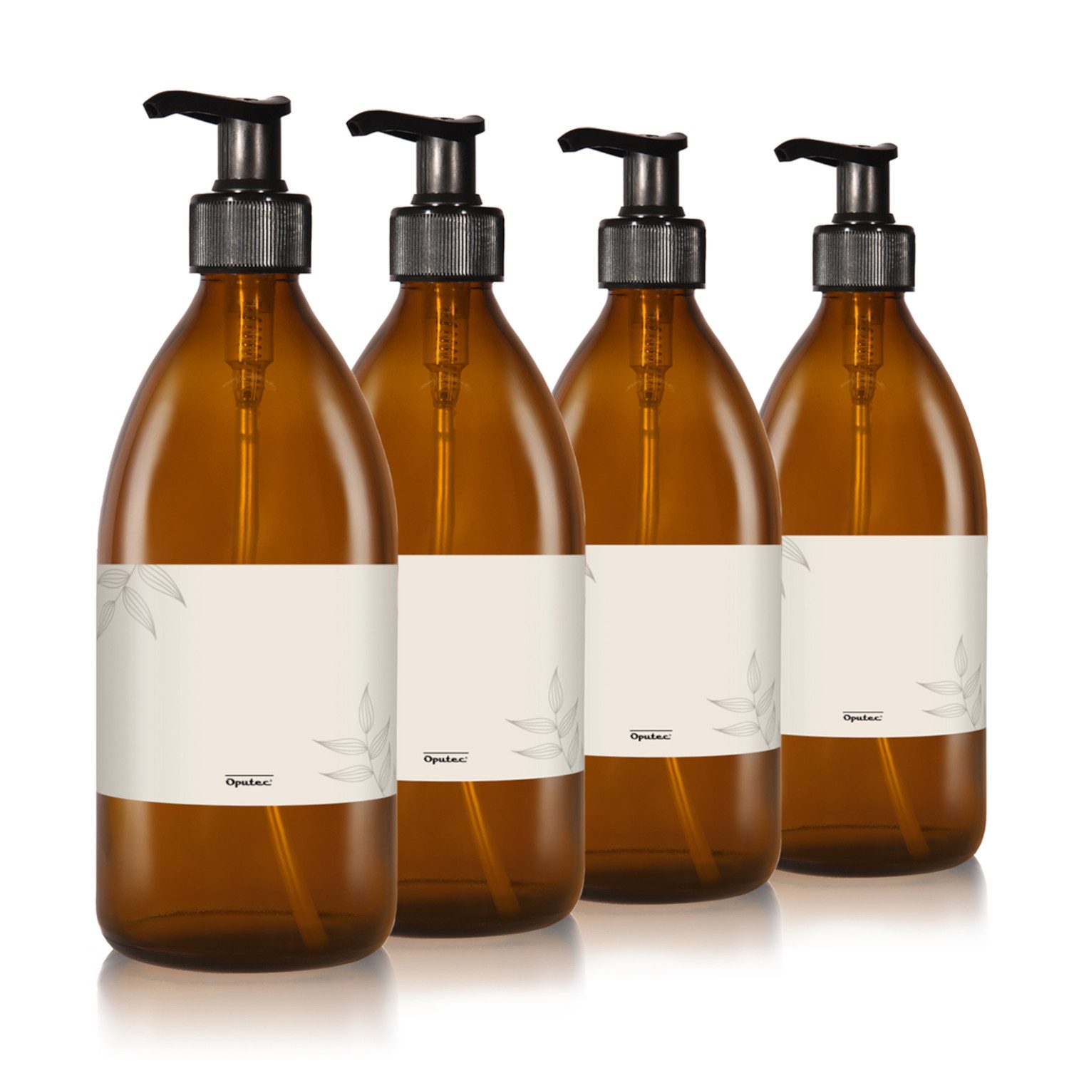 Seifenspender 4 x 500ml Seifenspender Pumpspender aus Glas zum Befüllen + Etiketten