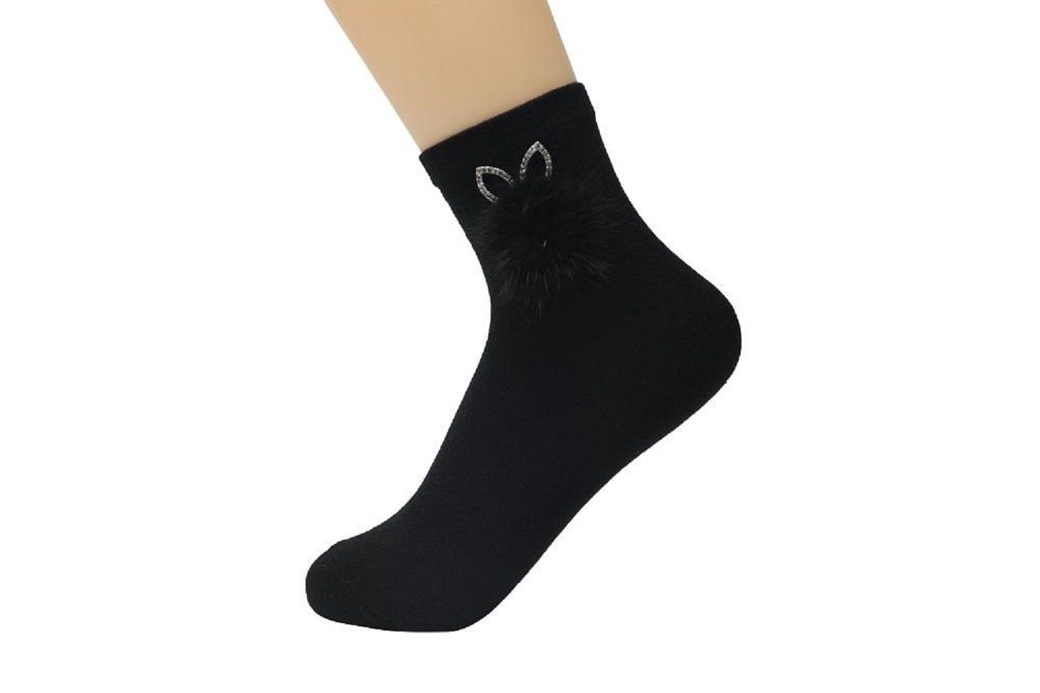 30/35 Glitzer Lycille Socken 1 Baumwollsocken schwarz 1 Modell eleganter mit Mädchen für Paar