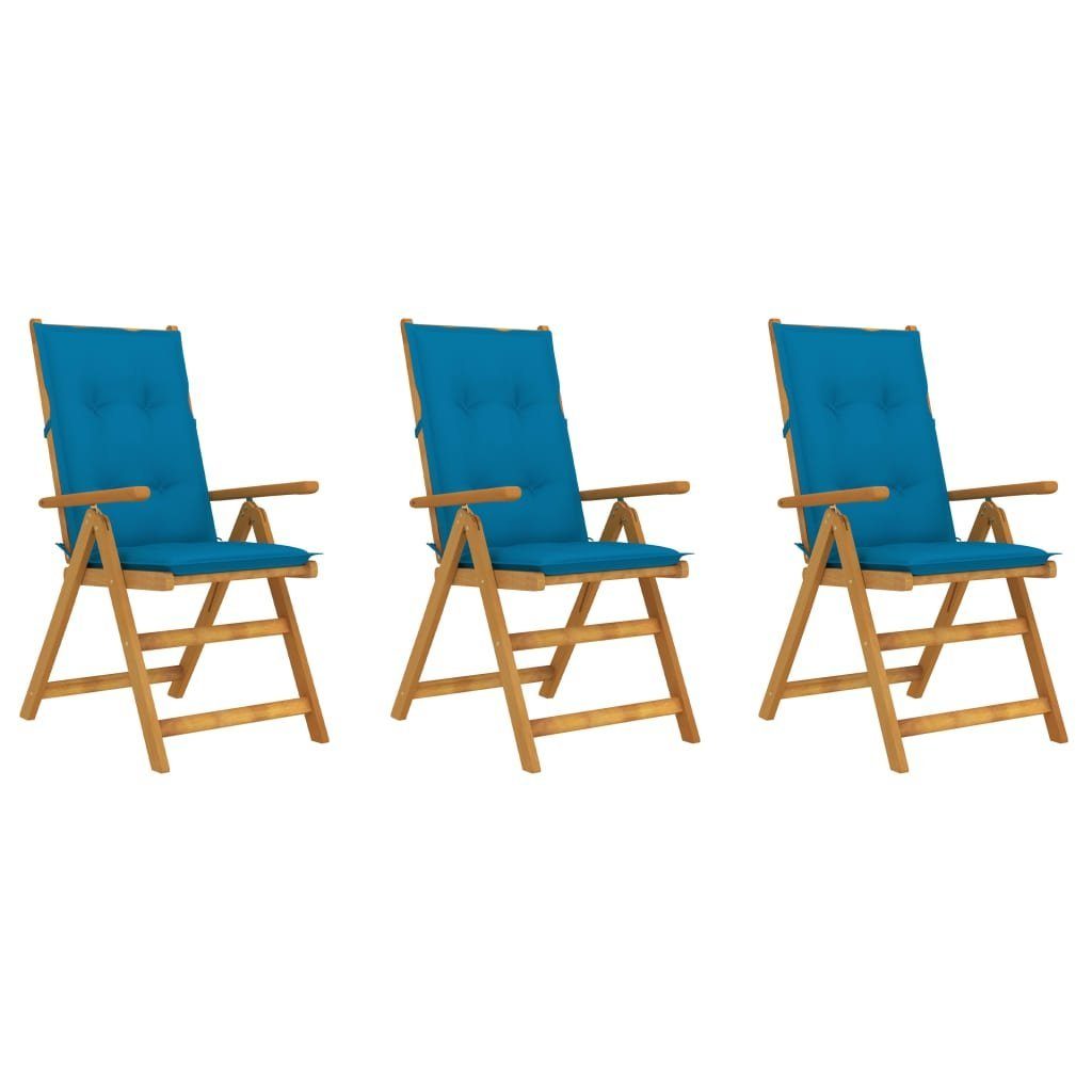 furnicato Gartenstuhl Klappbare Gartenstühle 3 Stk. mit Auflagen Massivholz Akazie | Stühle