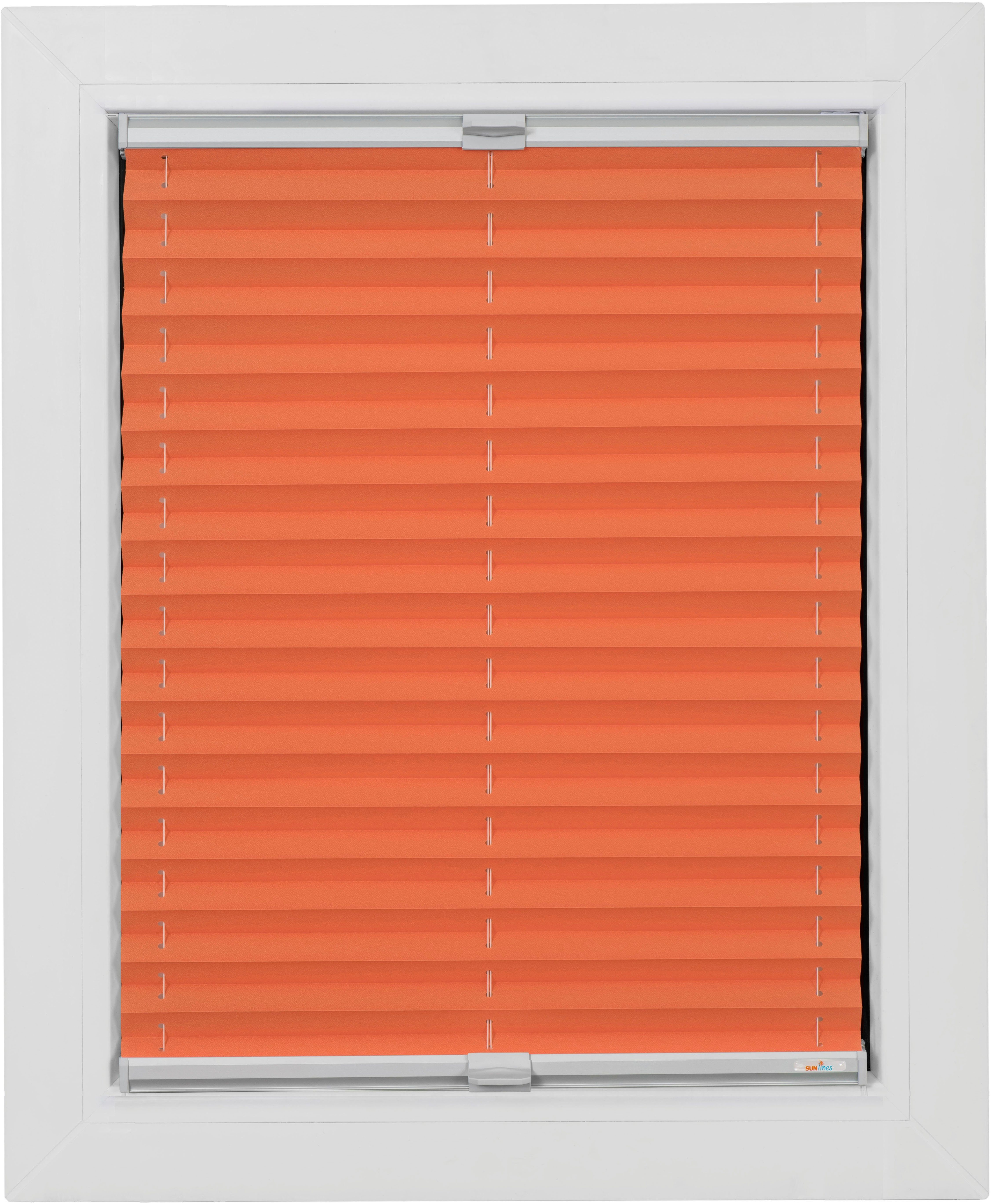 Neueste Frühjahrstrends 2024 Plissee One Size verspannt, Bohren, blickdicht, grau Zubehörfarbe Crepe, Style orange mit verschraubt, sunlines