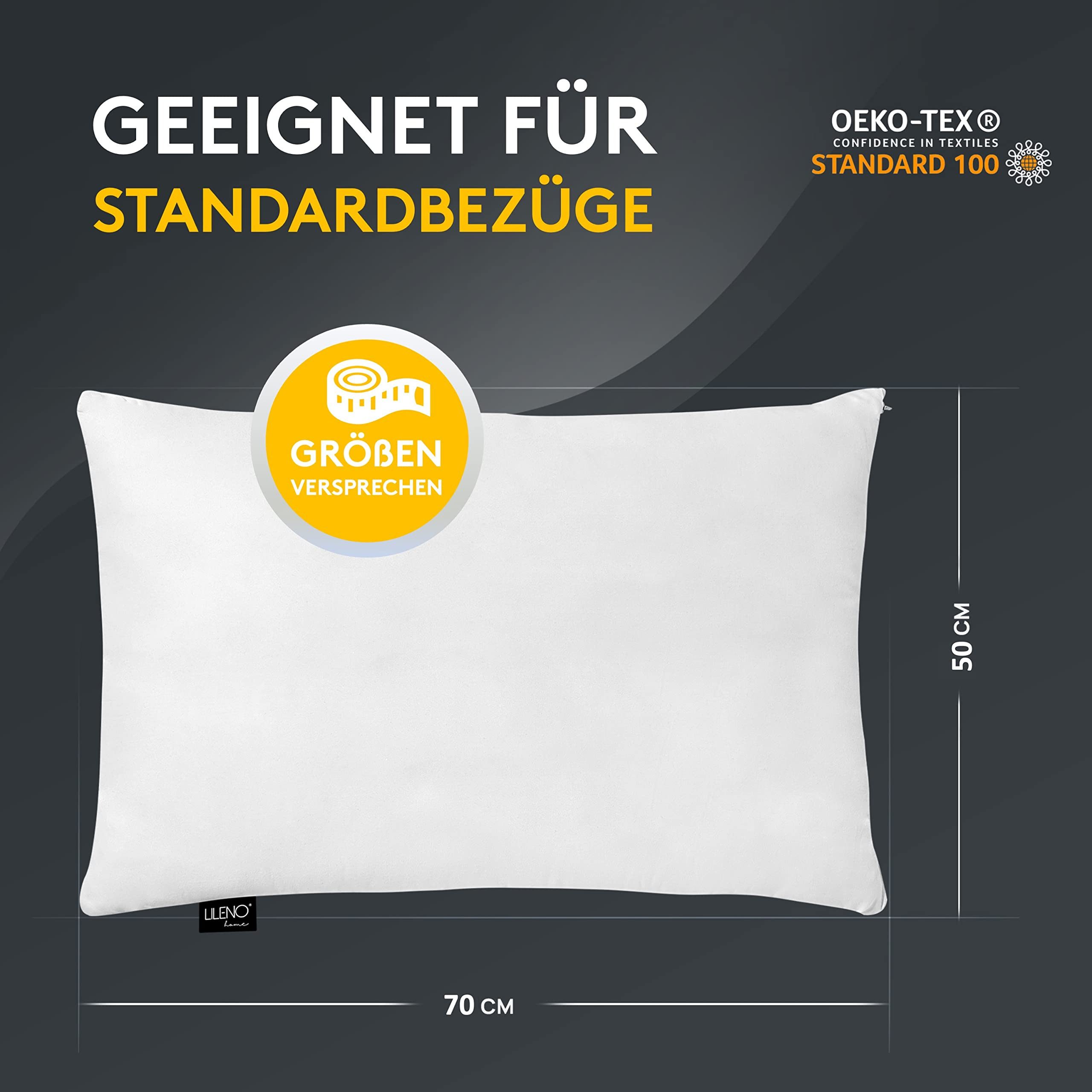 LILENO HOME Microfaserkissen - geeignet für Allergiker, in verschiedenen Größen - Made in Germany, Füllung: 100% Polyester, Rückenschläfer, Seitenschläfer, Bauc – Bild 5 von 5